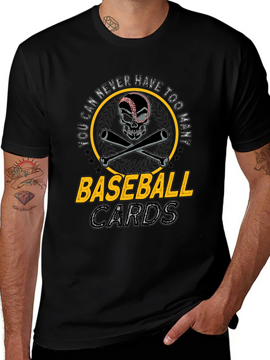 Baseball Skull Graphic Tee - Never Too Many Cards