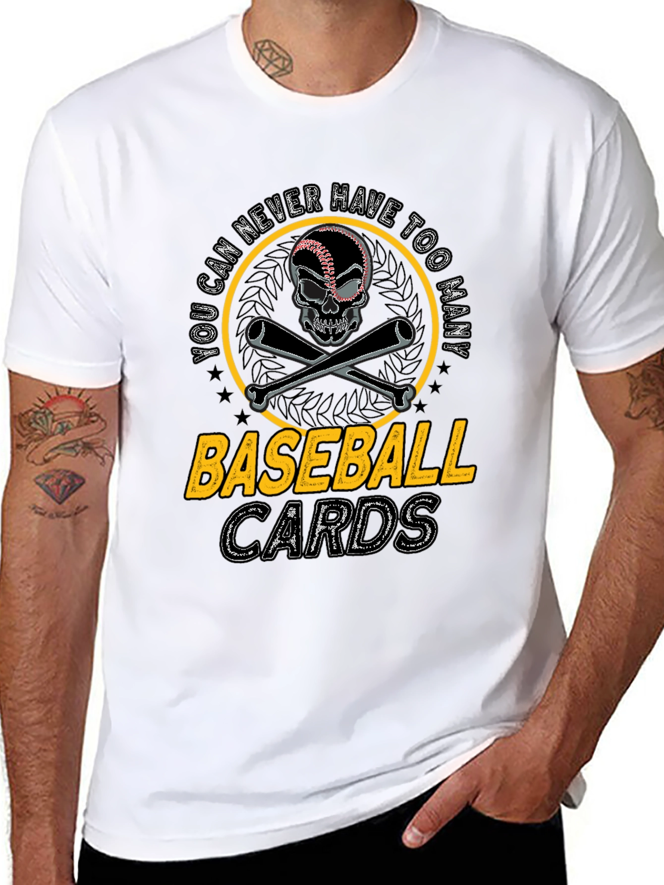 Baseball Skull Graphic Tee - Never Too Many Cards