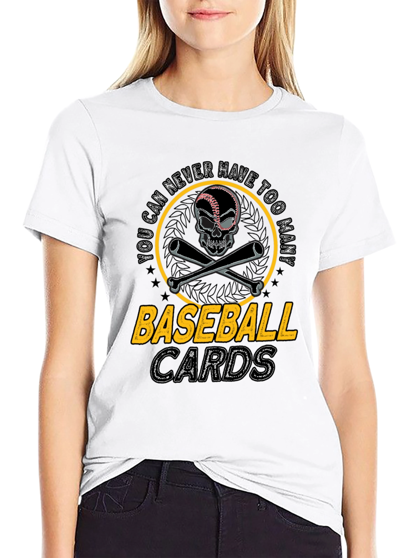 Baseball Skull Graphic Tee - Never Too Many Cards