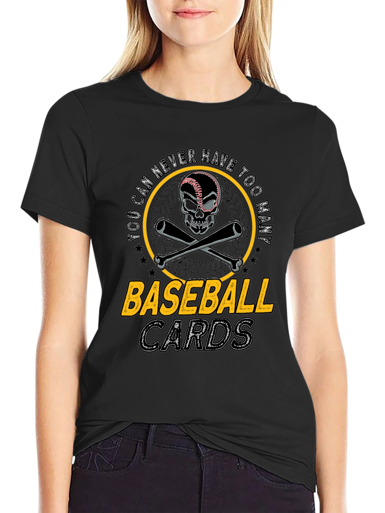 Baseball Skull Graphic Tee - Never Too Many Cards