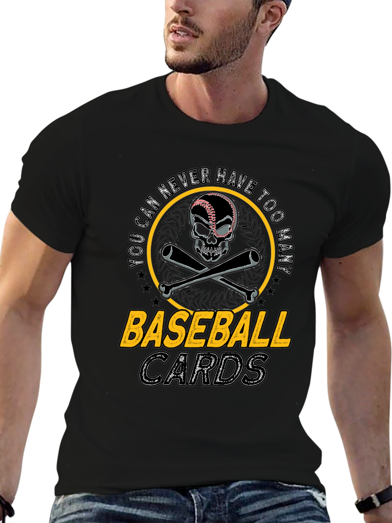 Baseball Skull Graphic Tee - Never Too Many Cards