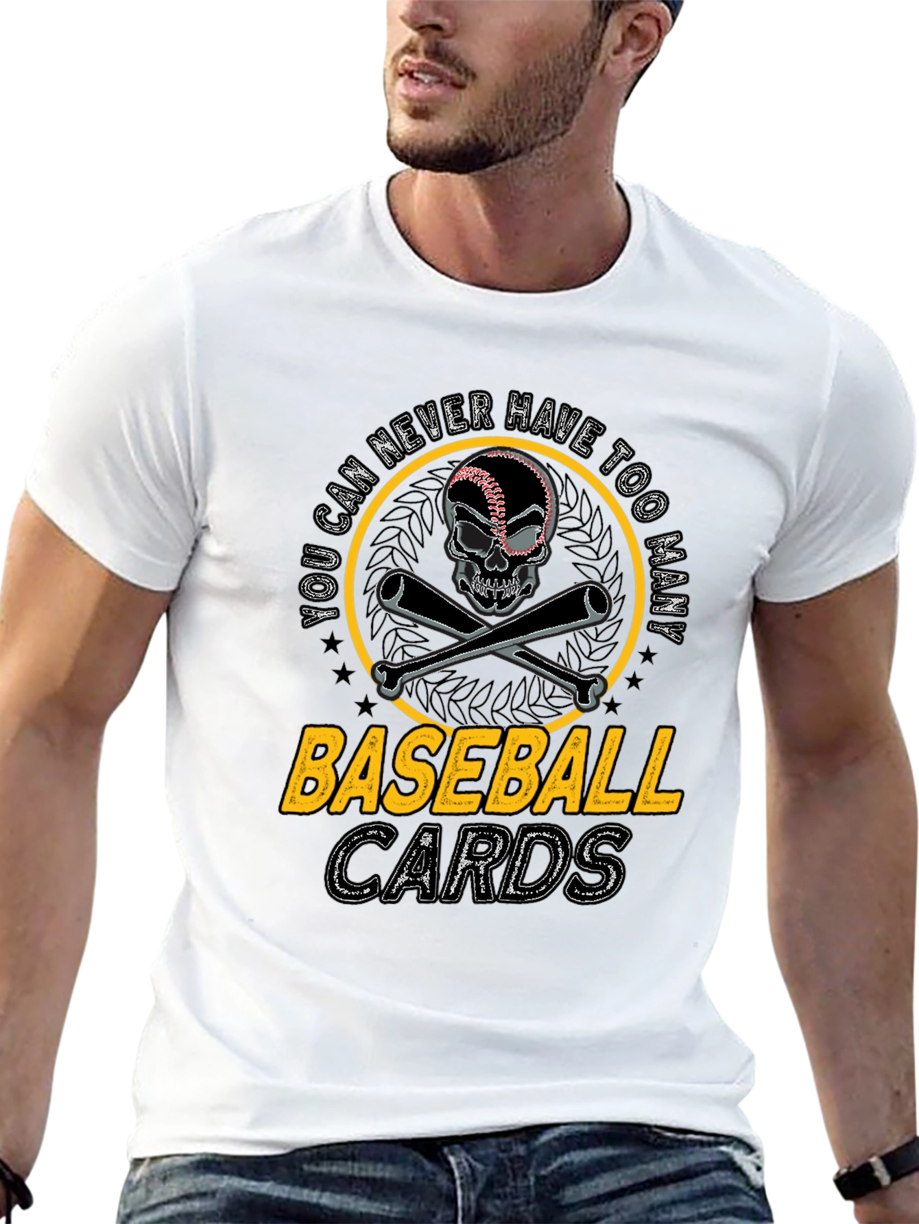 Baseball Skull Graphic Tee - Never Too Many Cards