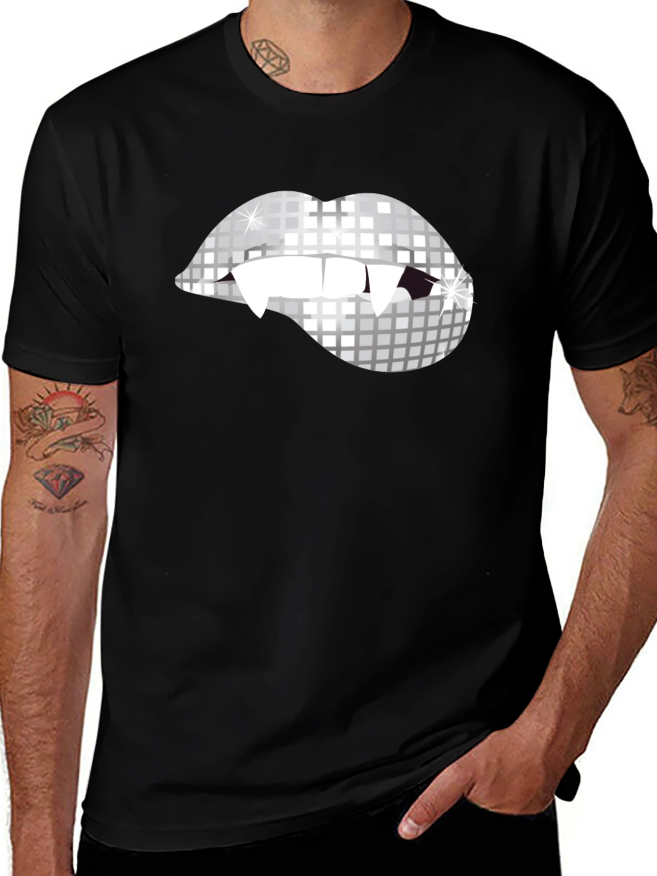 Vampire Disco Lips Graphic Tee - Halloween Party Ready!