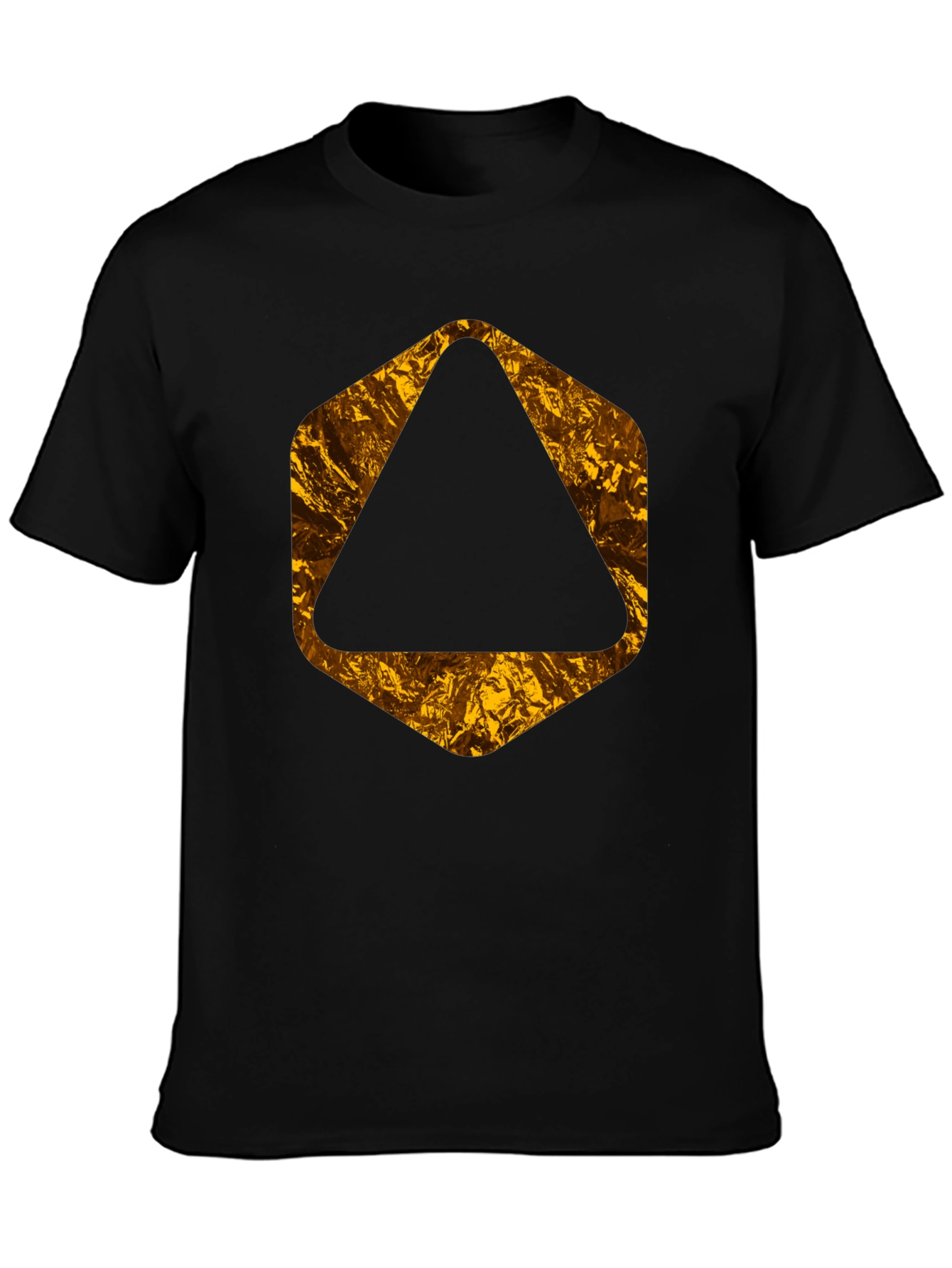 Black Tee with Geometric Gold Foil Design