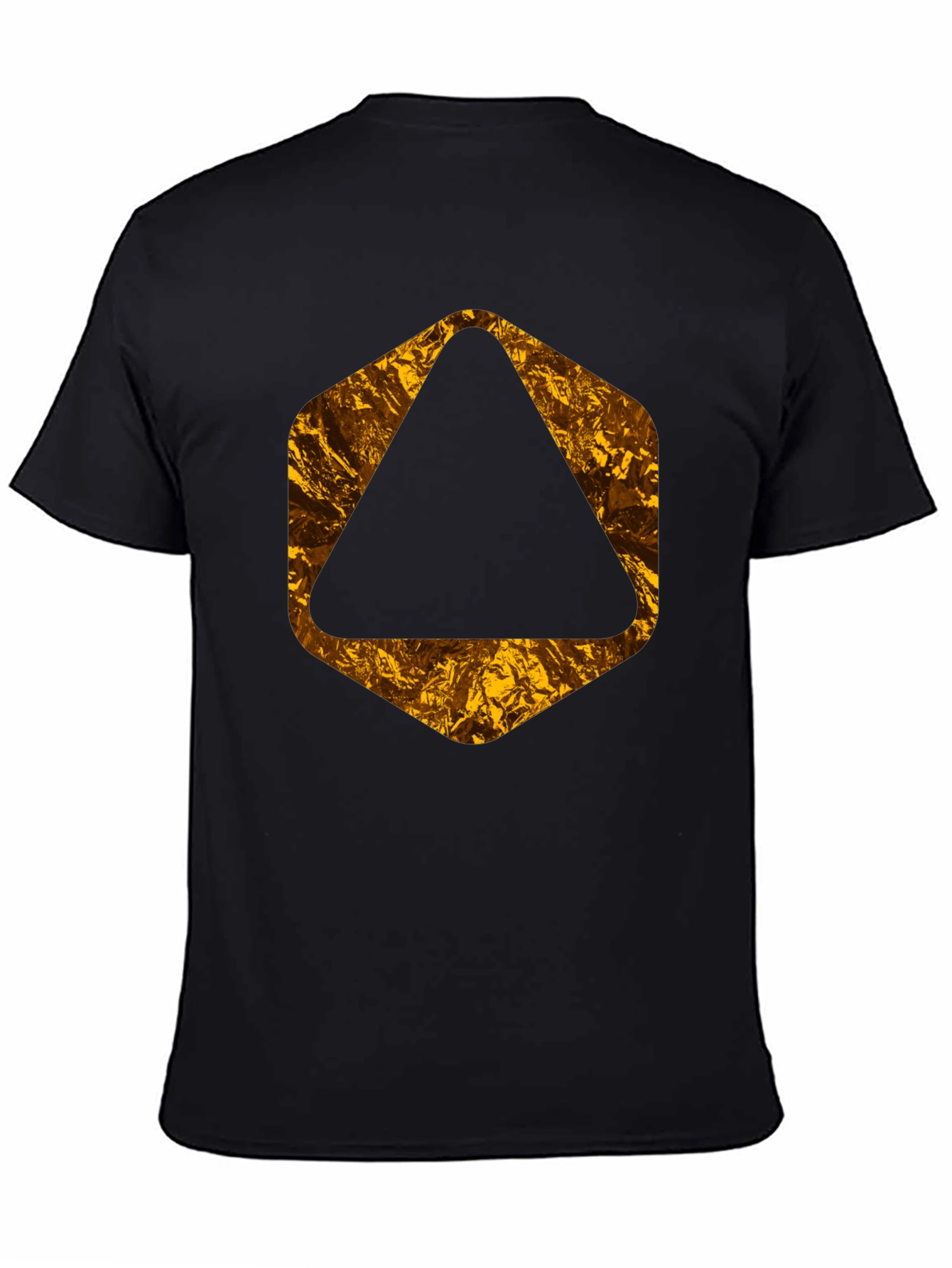 Black Tee with Geometric Gold Foil Design