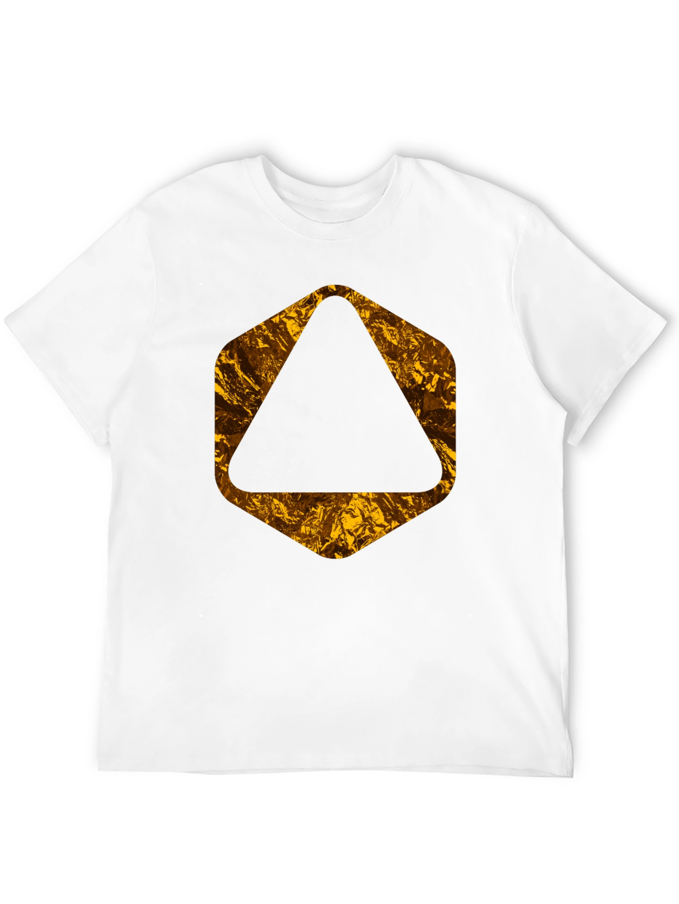 Black Tee with Geometric Gold Foil Design