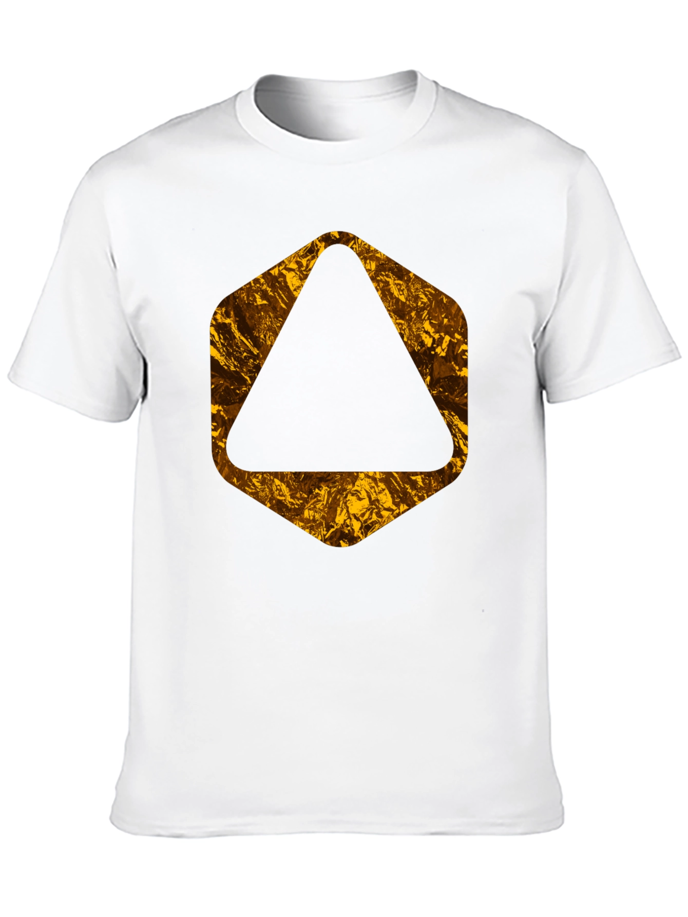 Black Tee with Geometric Gold Foil Design
