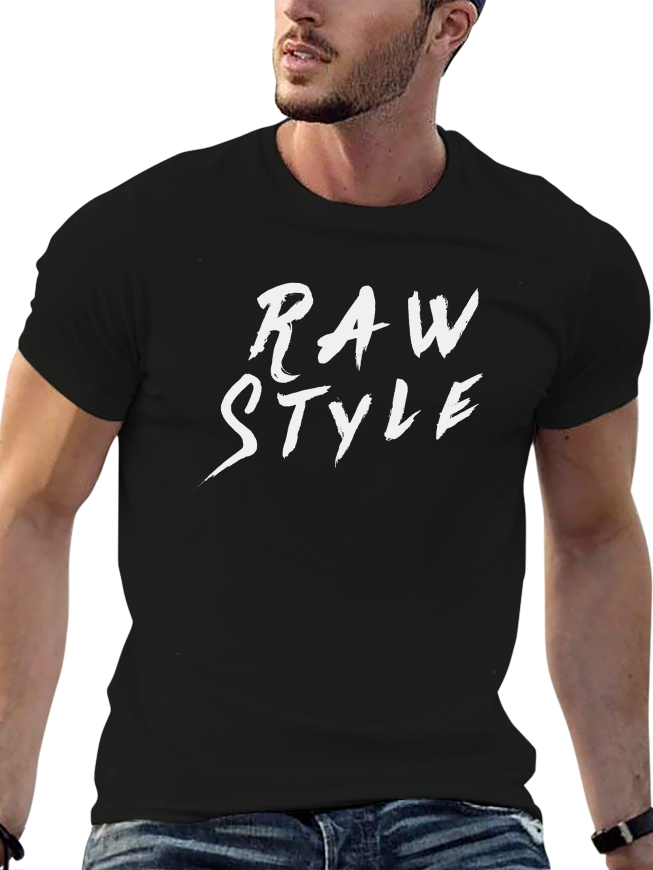 Raw Style Black Graphic T-Shirt