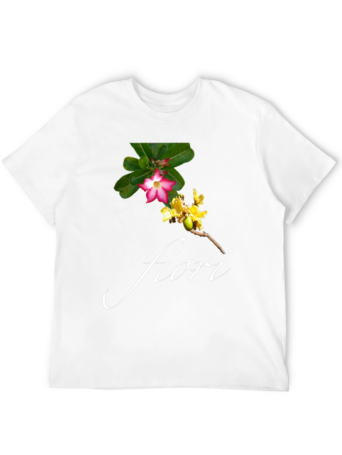 Floral Print Black T-Shirt - Fiori
