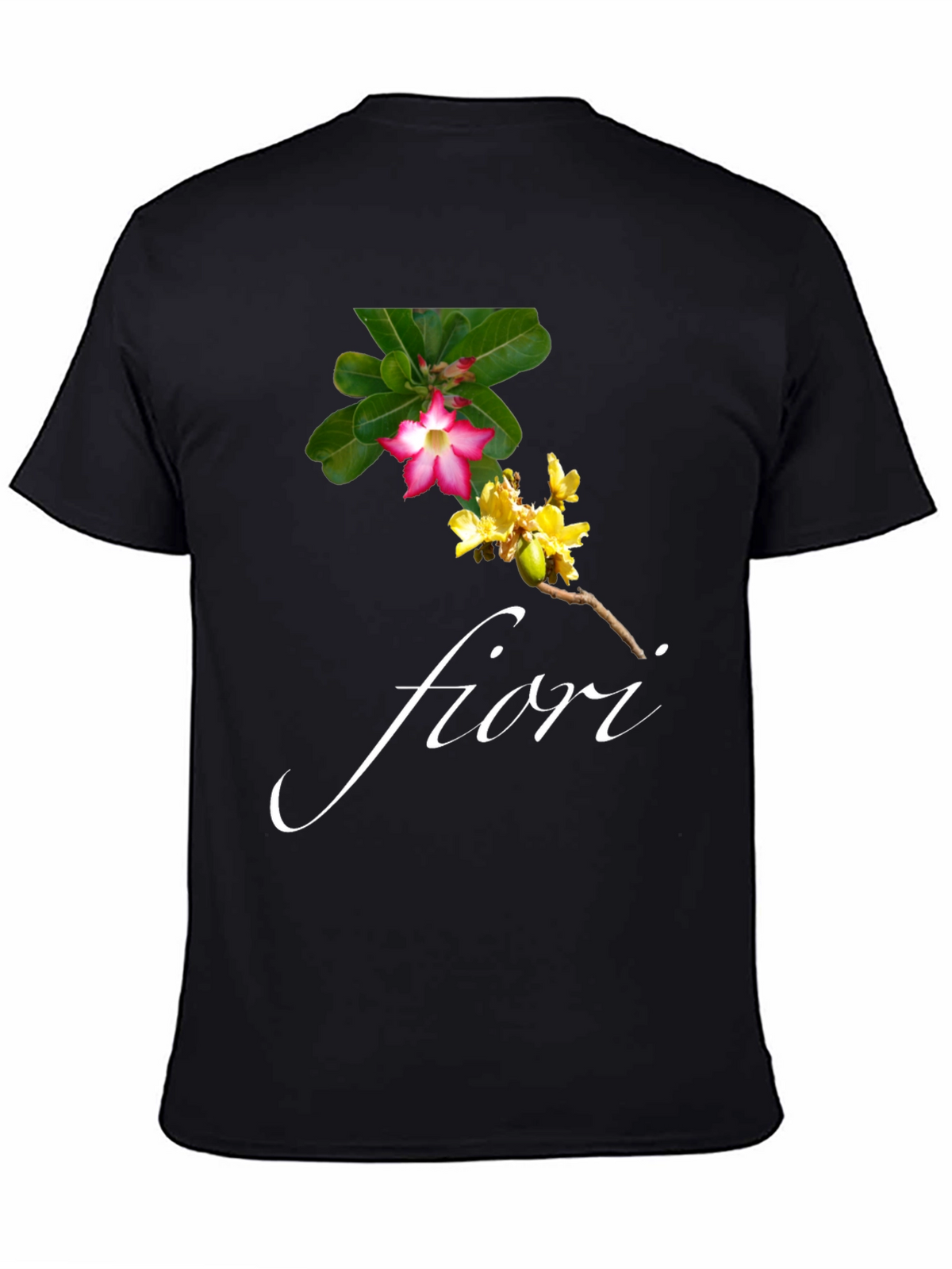 Floral Print Black T-Shirt - Fiori