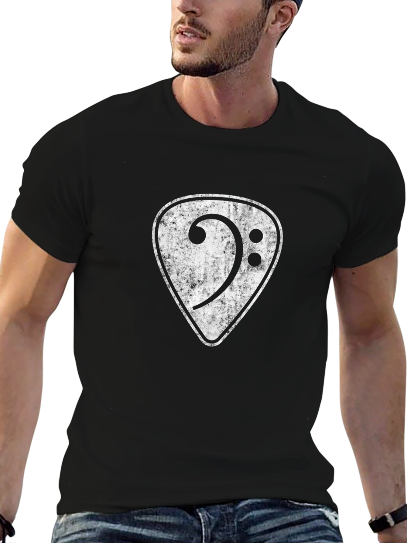 Bass Clef Guitar Pick Graphic T-Shirt
