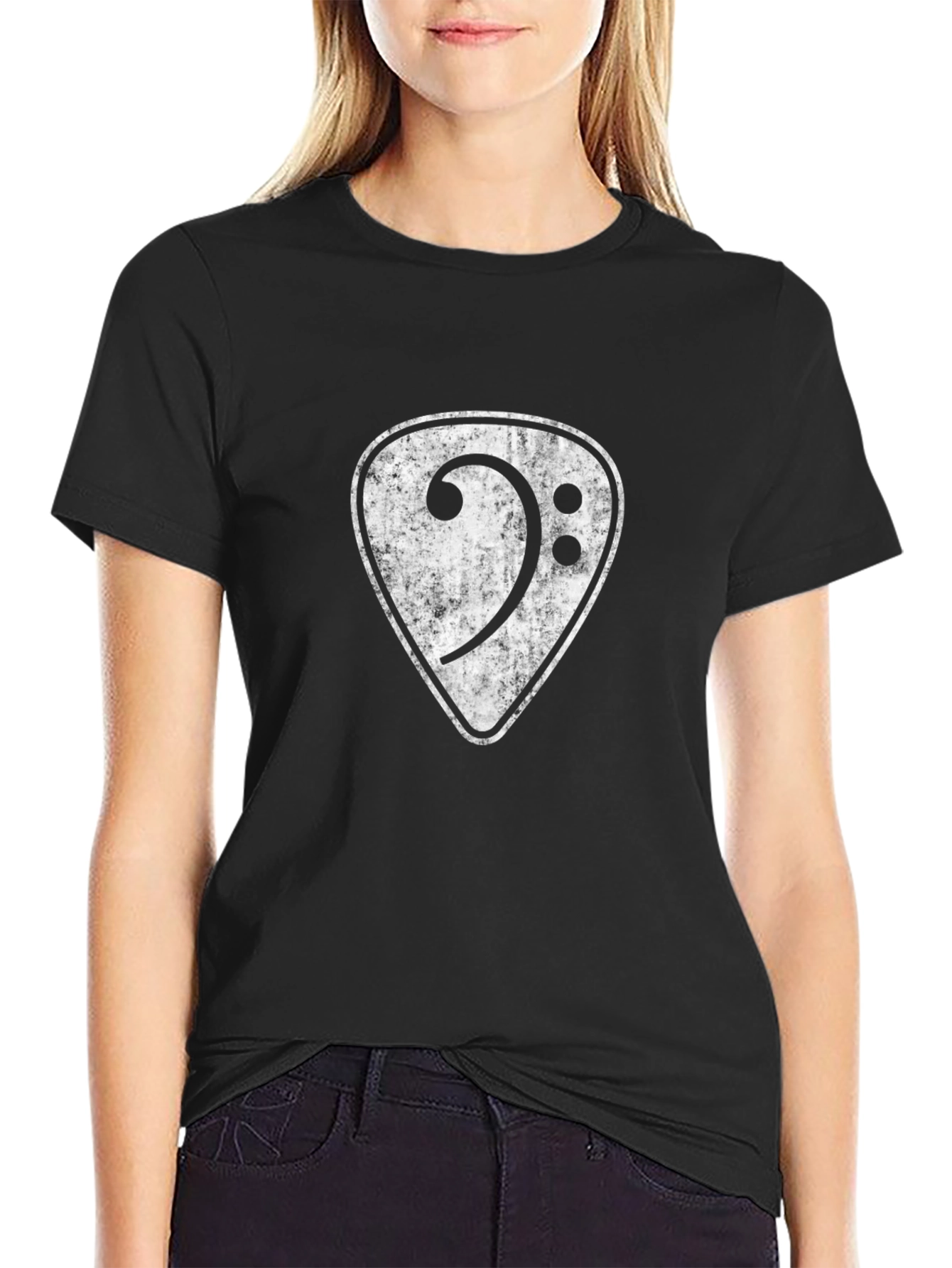 Bass Clef Guitar Pick Graphic T-Shirt