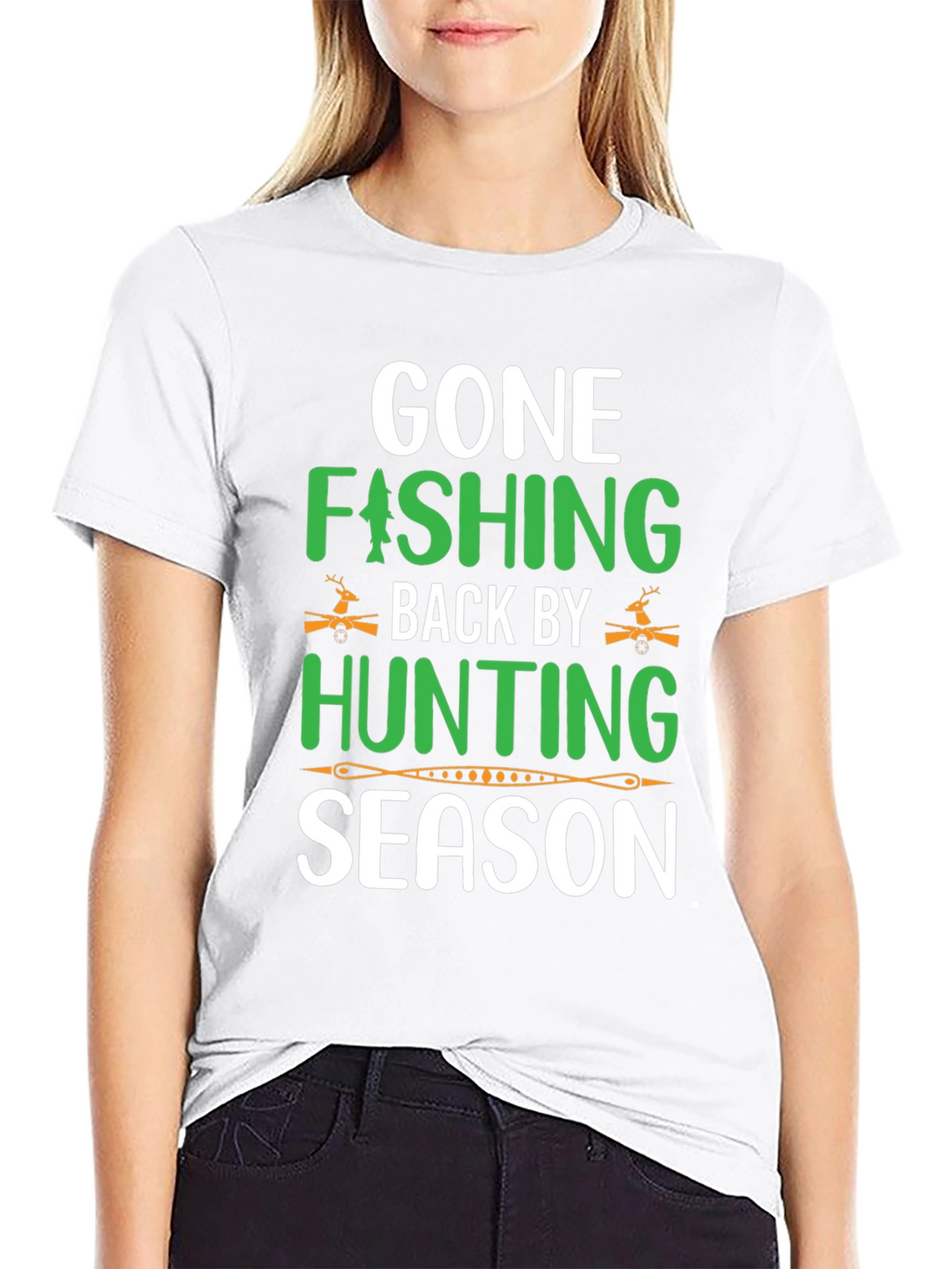 Gone Fishing Back by Hunting Season T-Shirt