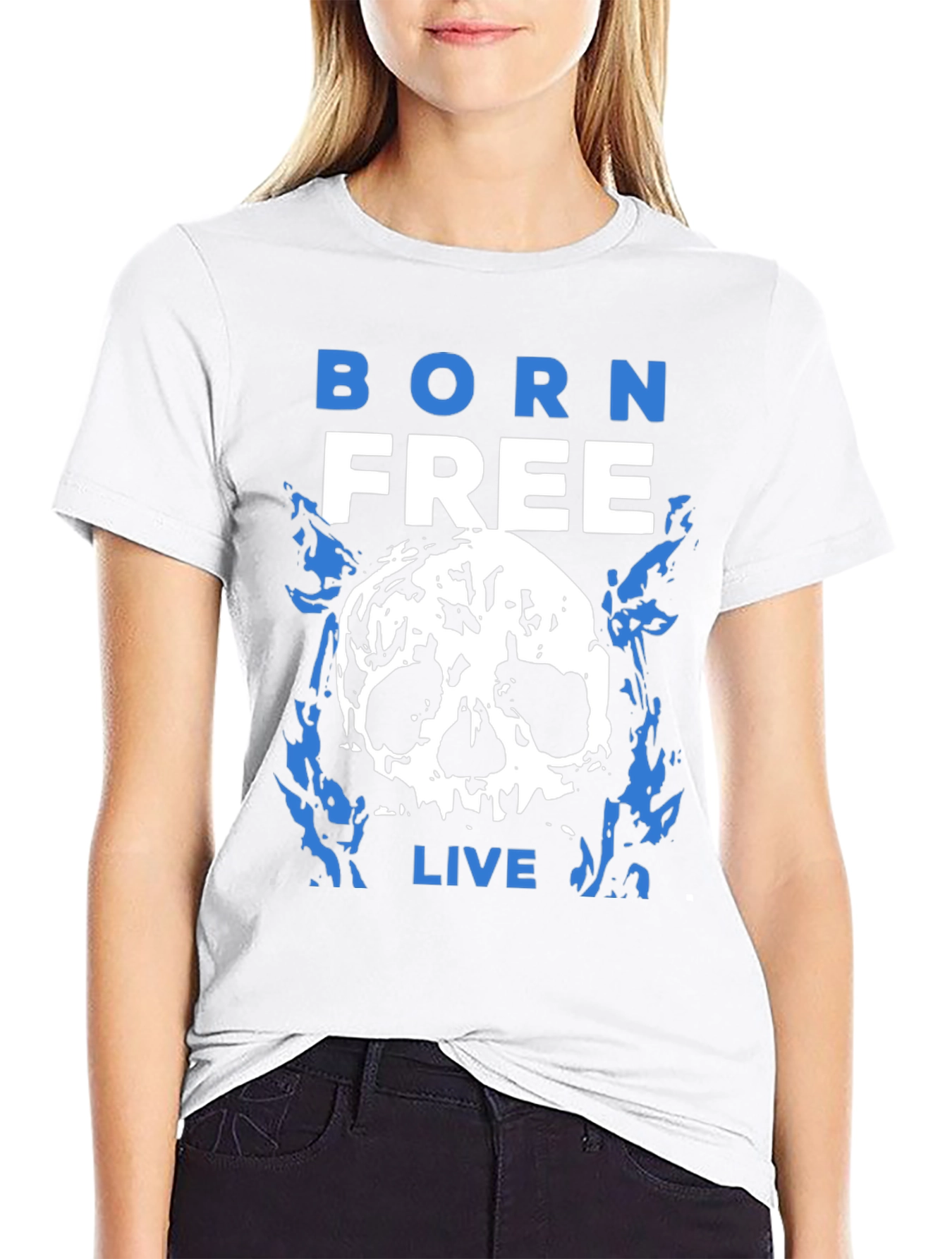 Born Free Skull Graphic T-Shirt - Black