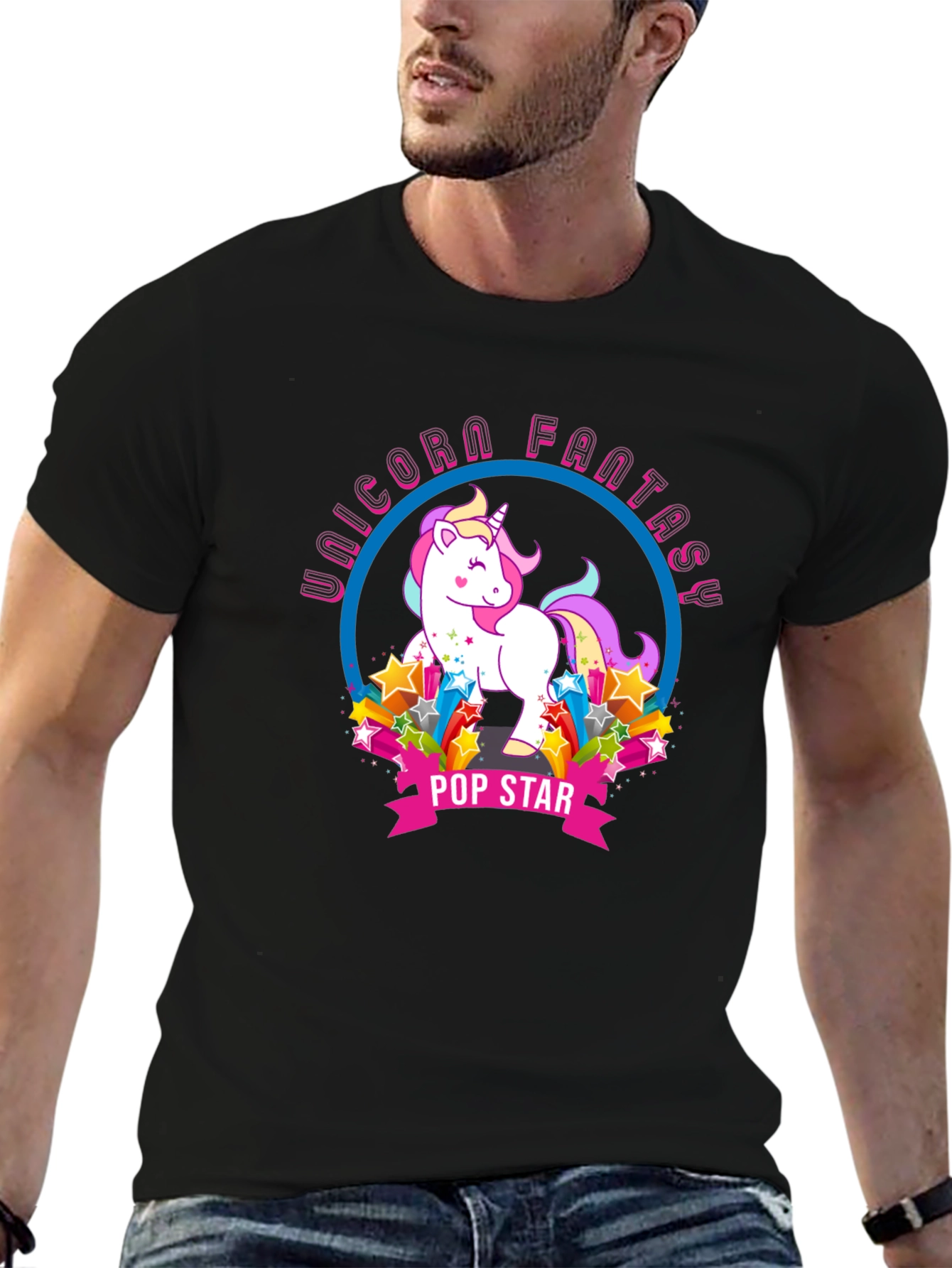 Unicorn Fantasy Pop Star Graphic T-Shirt