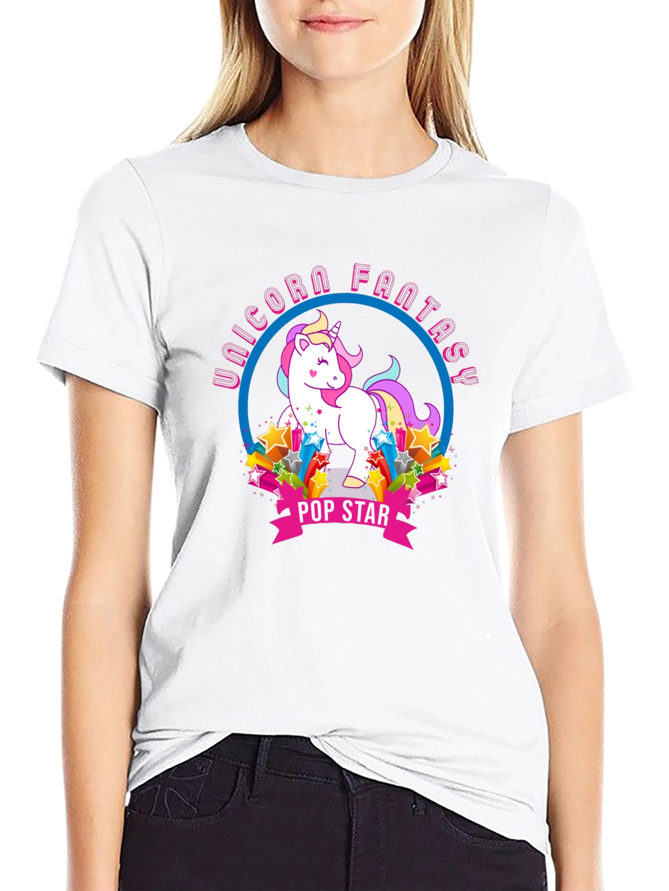 Unicorn Fantasy Pop Star Graphic T-Shirt