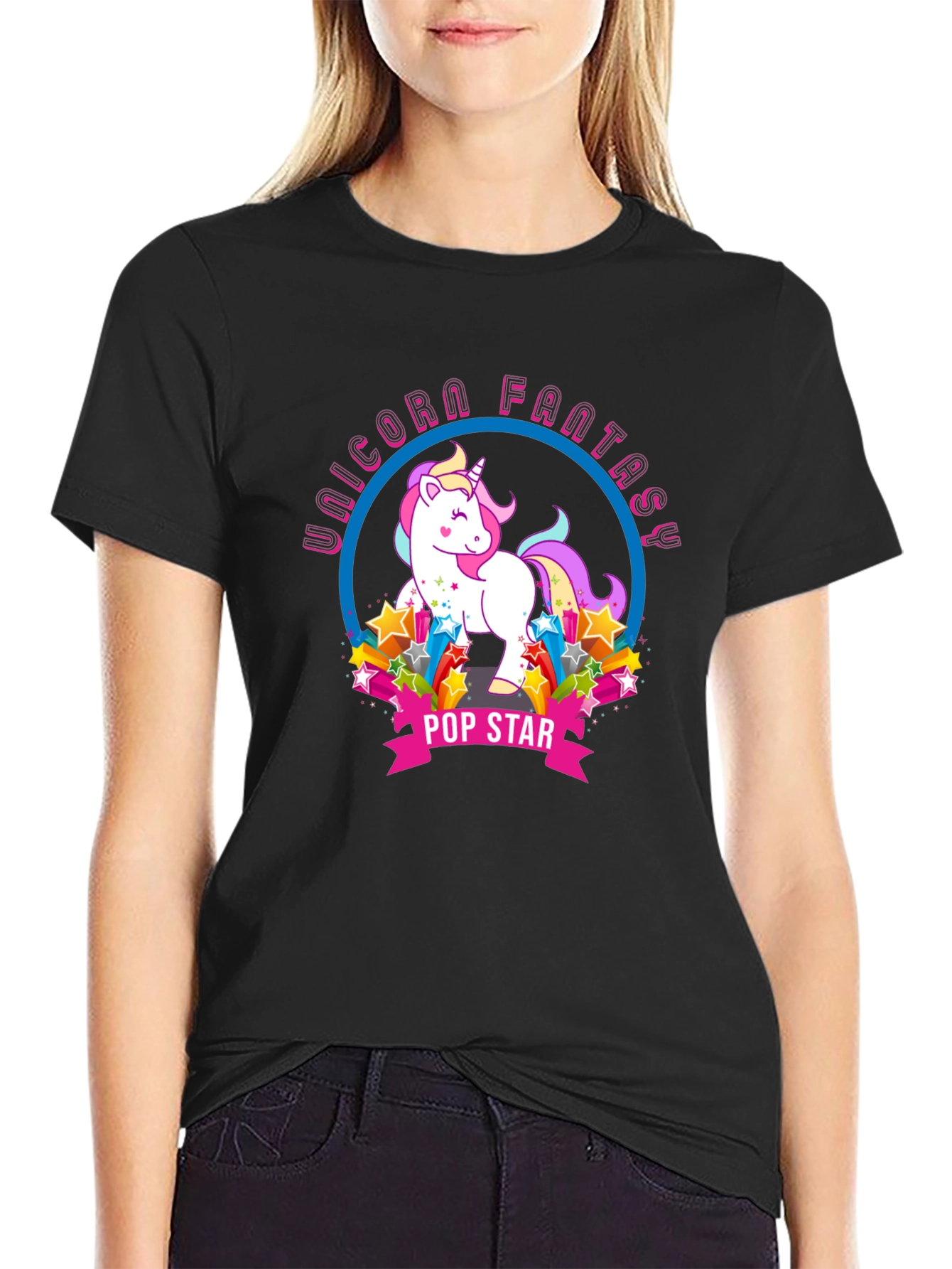 Unicorn Fantasy Pop Star Graphic T-Shirt