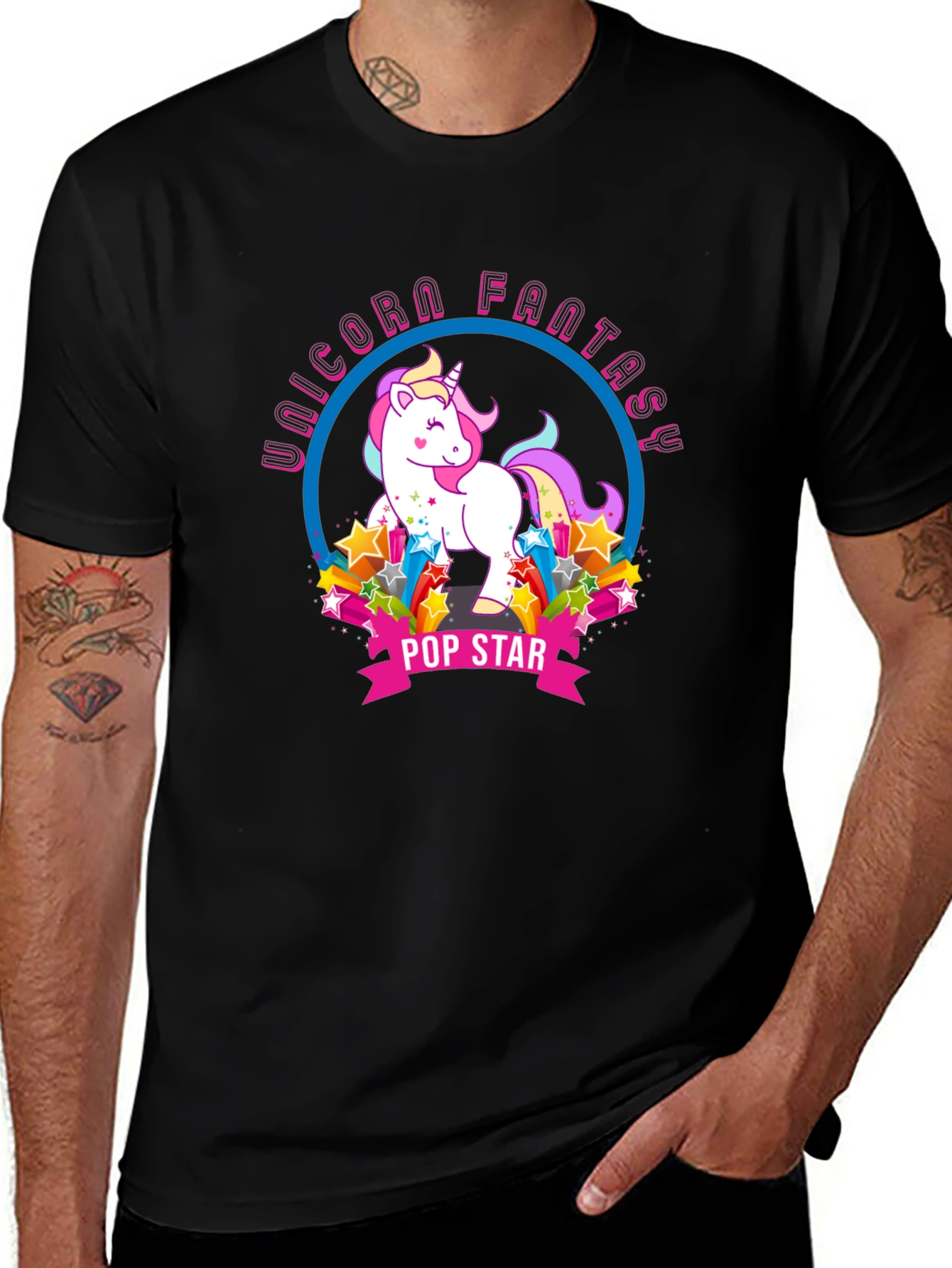 Unicorn Fantasy Pop Star Graphic T-Shirt
