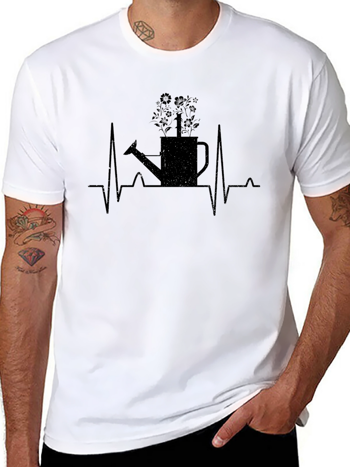 Gardener Heartbeat T-Shirt - Black Cotton Tee