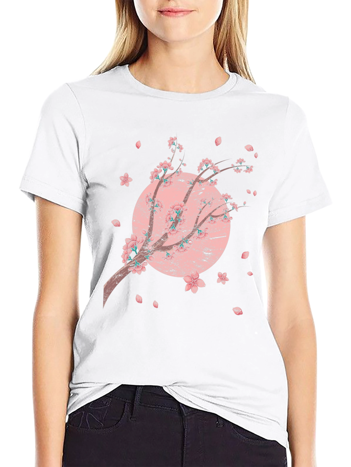 Cherry Blossom Graphic Black T-Shirt
