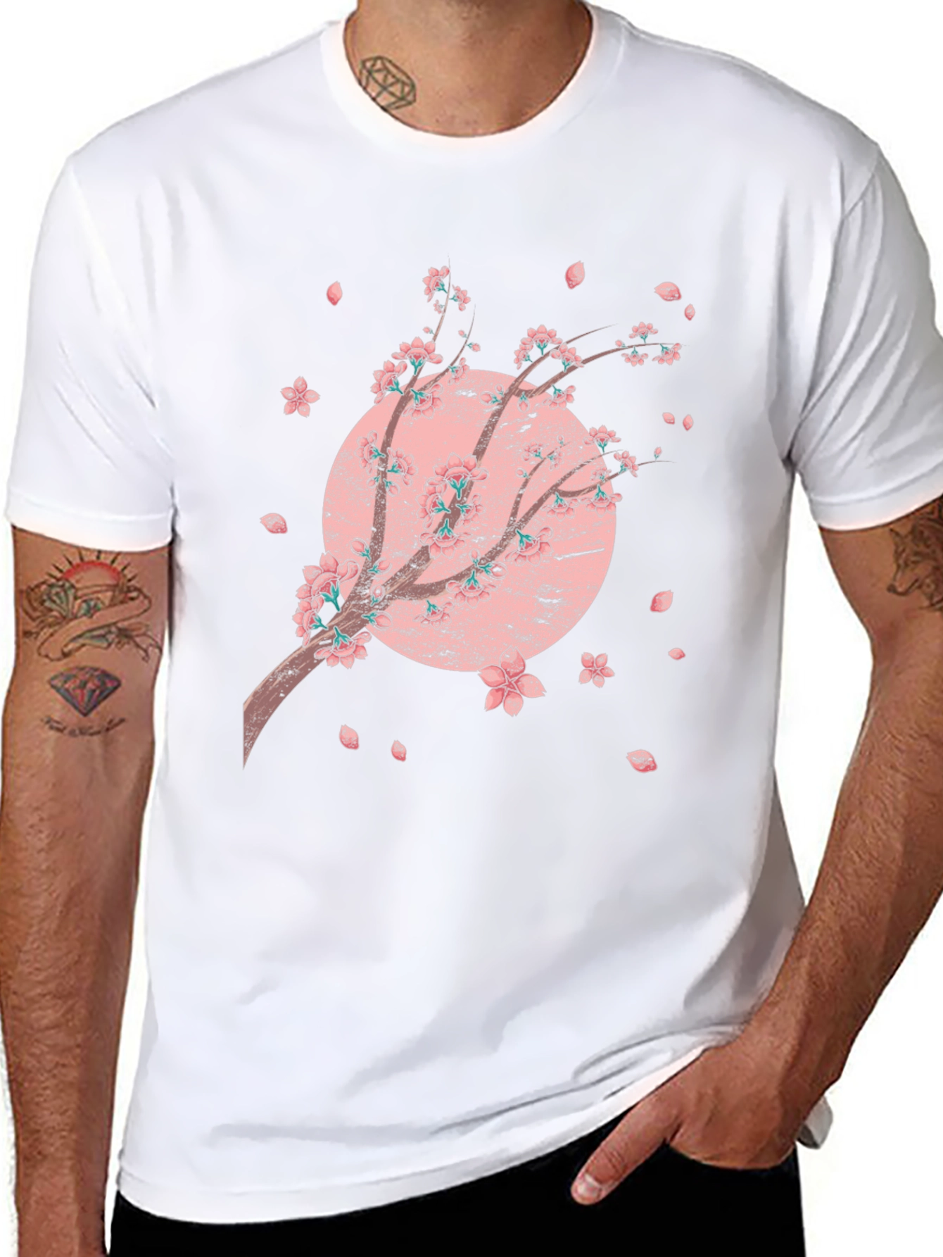 Cherry Blossom Graphic Black T-Shirt