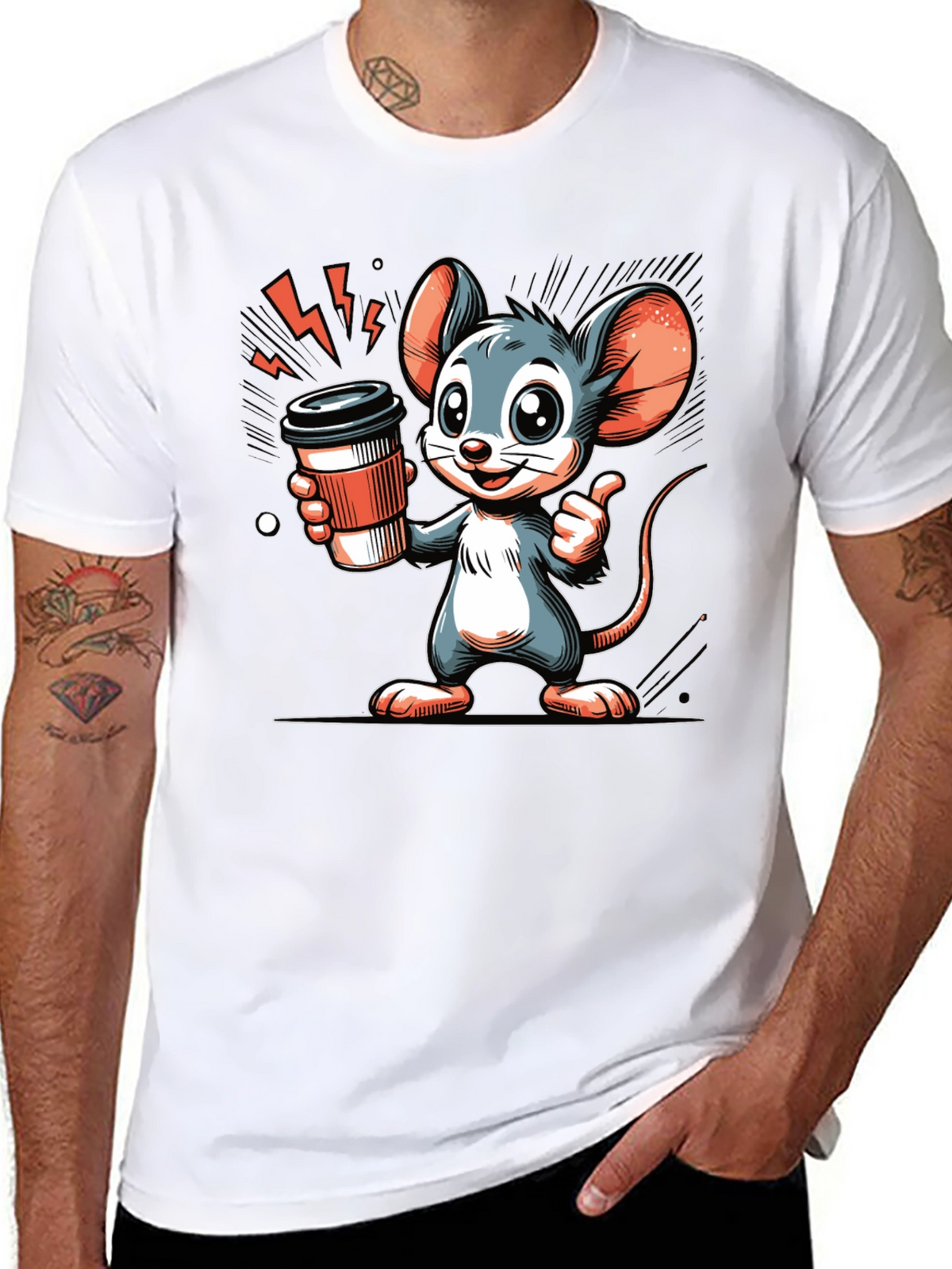 Mouse Coffee T-Shirt - Cartoon Style
