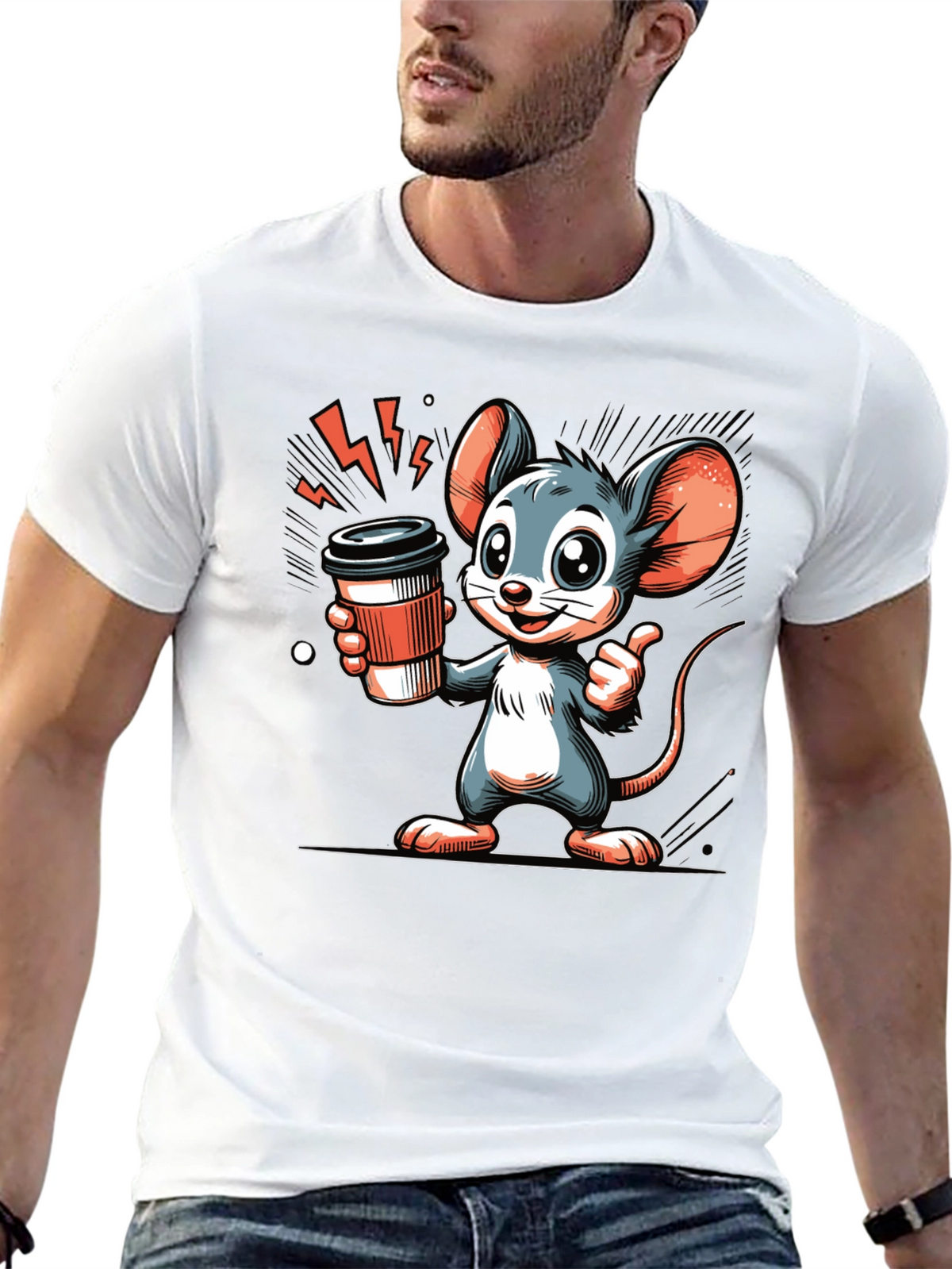 Mouse Coffee T-Shirt - Cartoon Style
