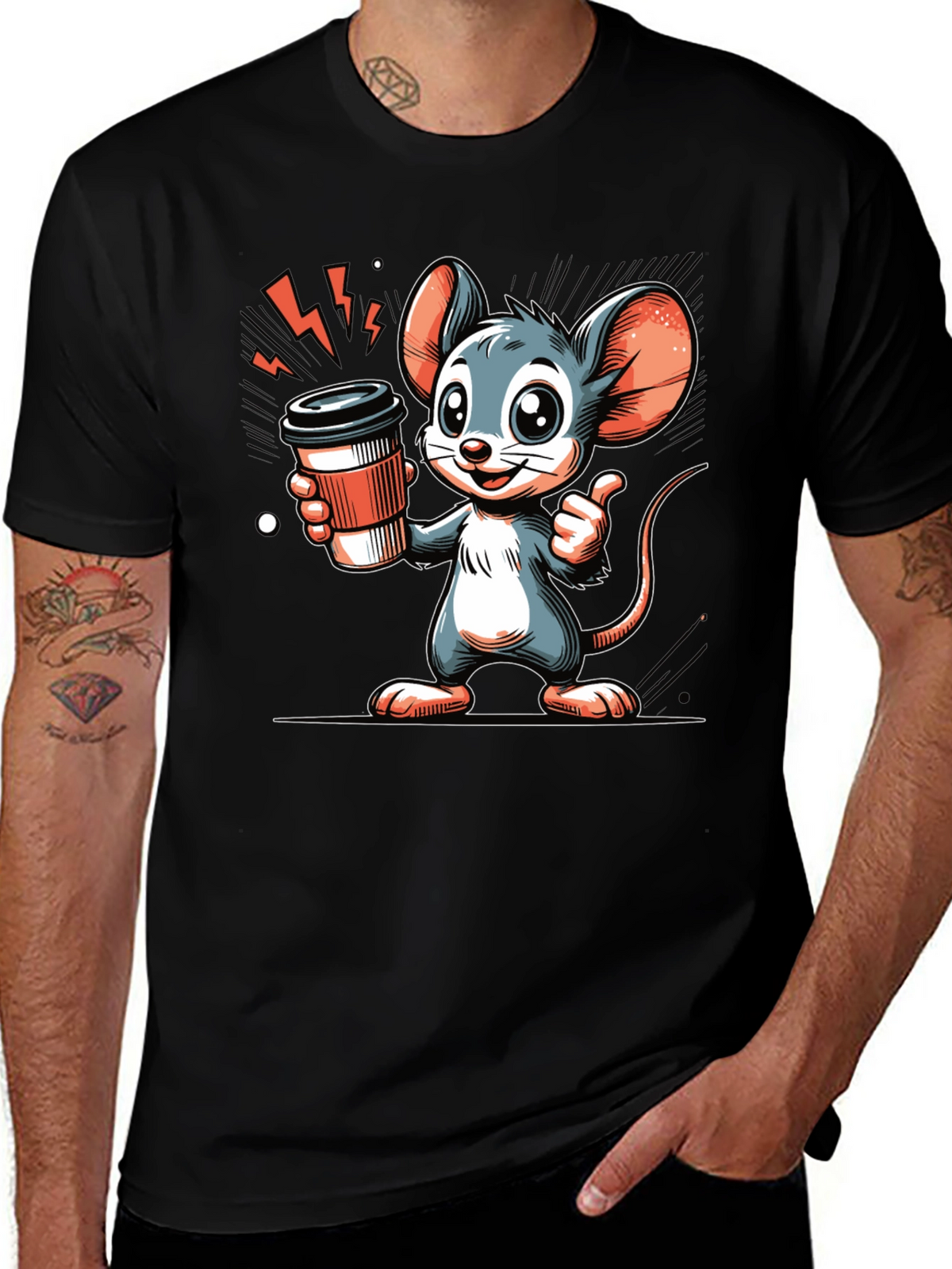 Mouse Coffee T-Shirt - Cartoon Style