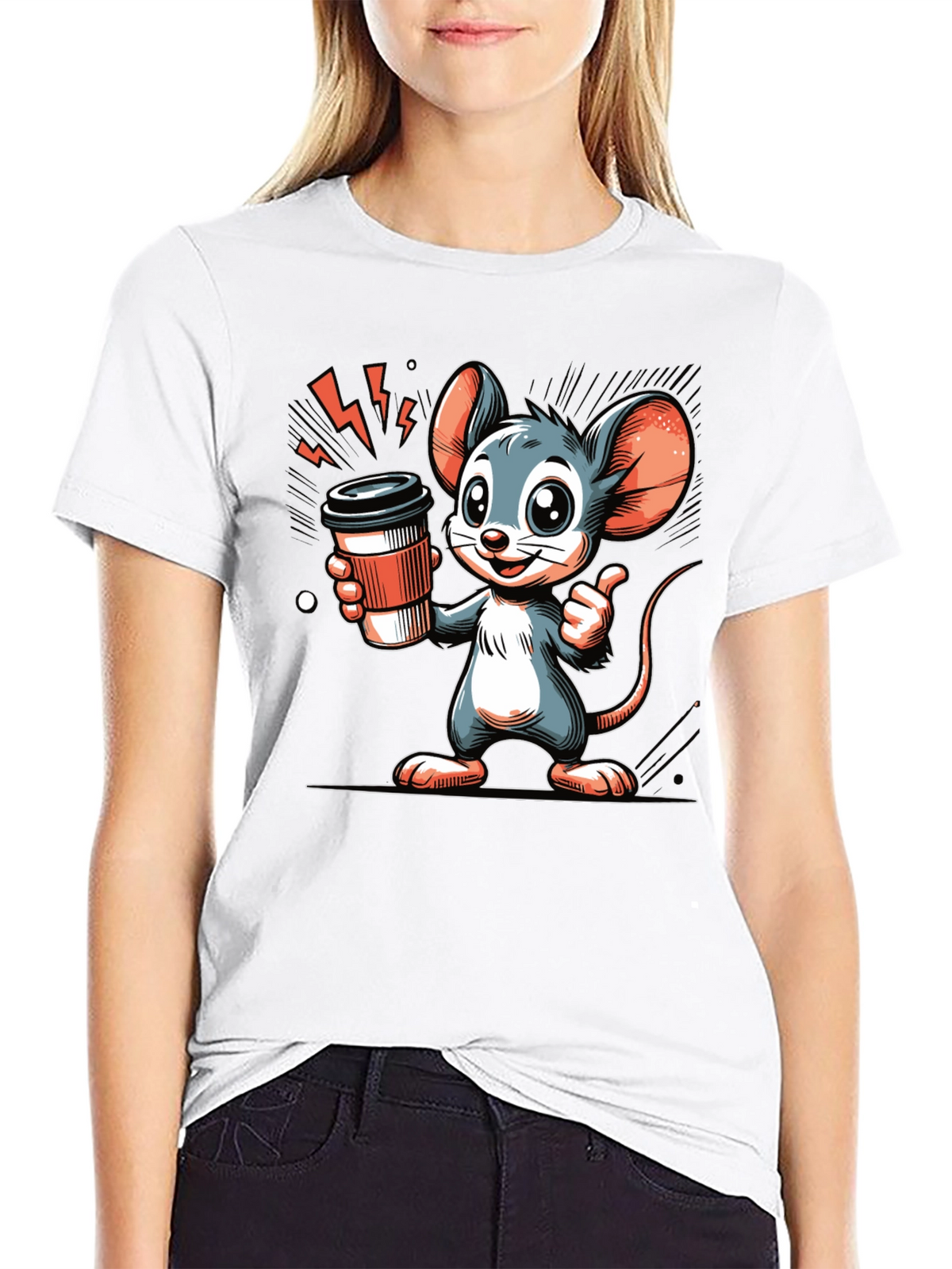 Mouse Coffee T-Shirt - Cartoon Style