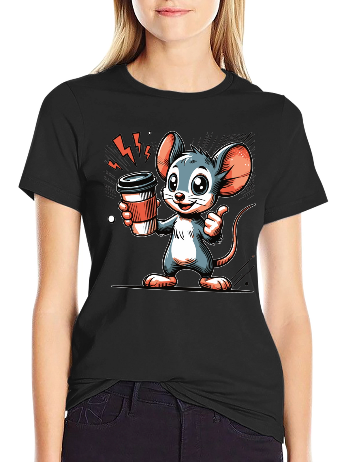 Mouse Coffee T-Shirt - Cartoon Style