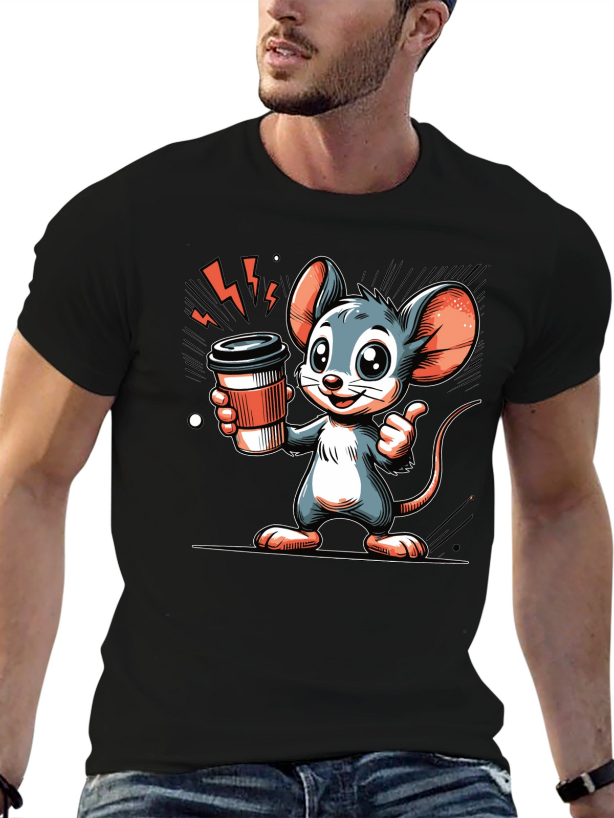 Mouse Coffee T-Shirt - Cartoon Style