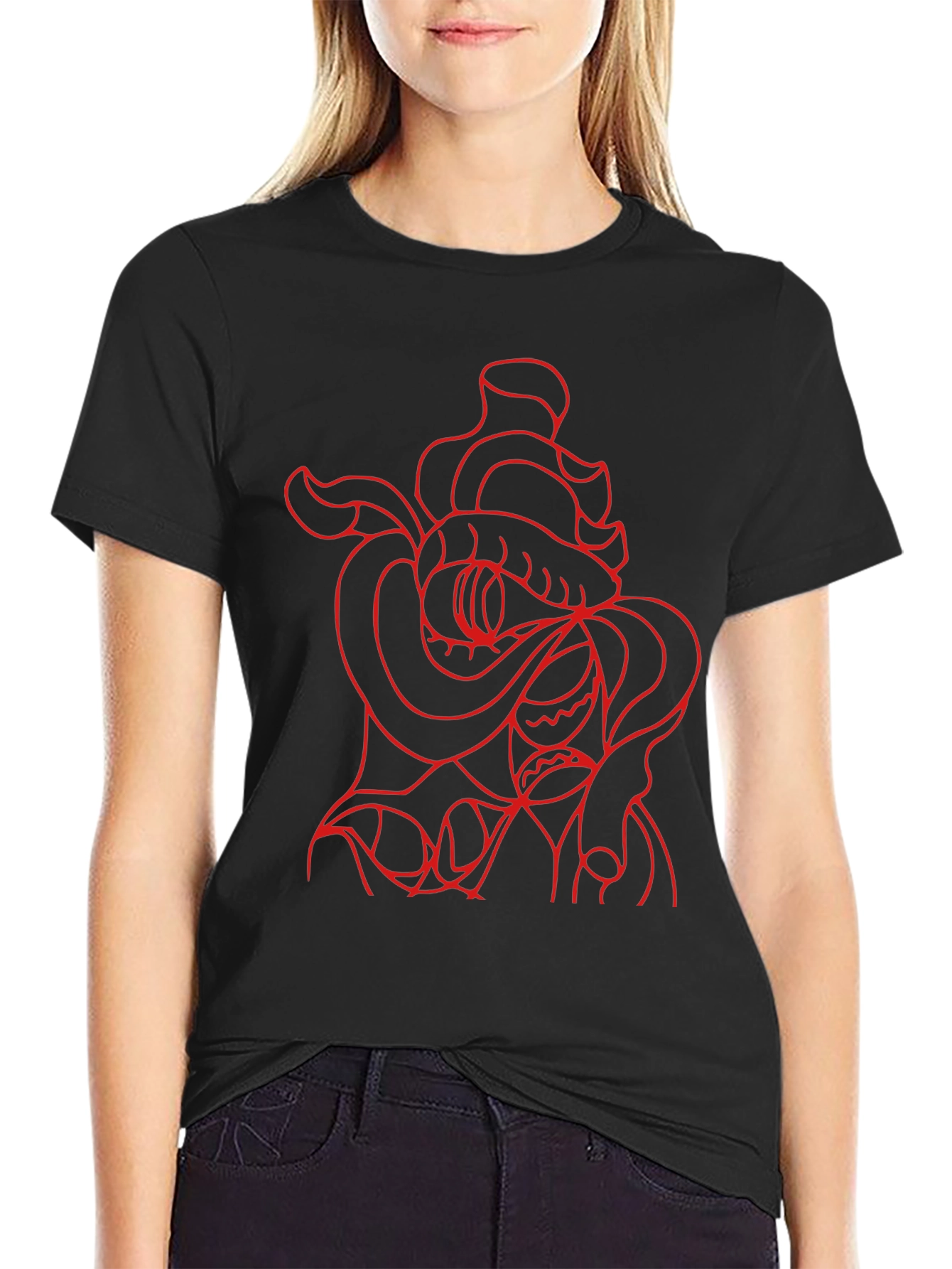 Red Snake Graphic Black T-Shirt