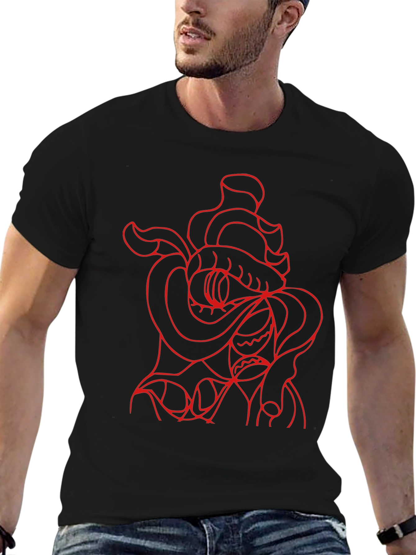 Red Snake Graphic Black T-Shirt