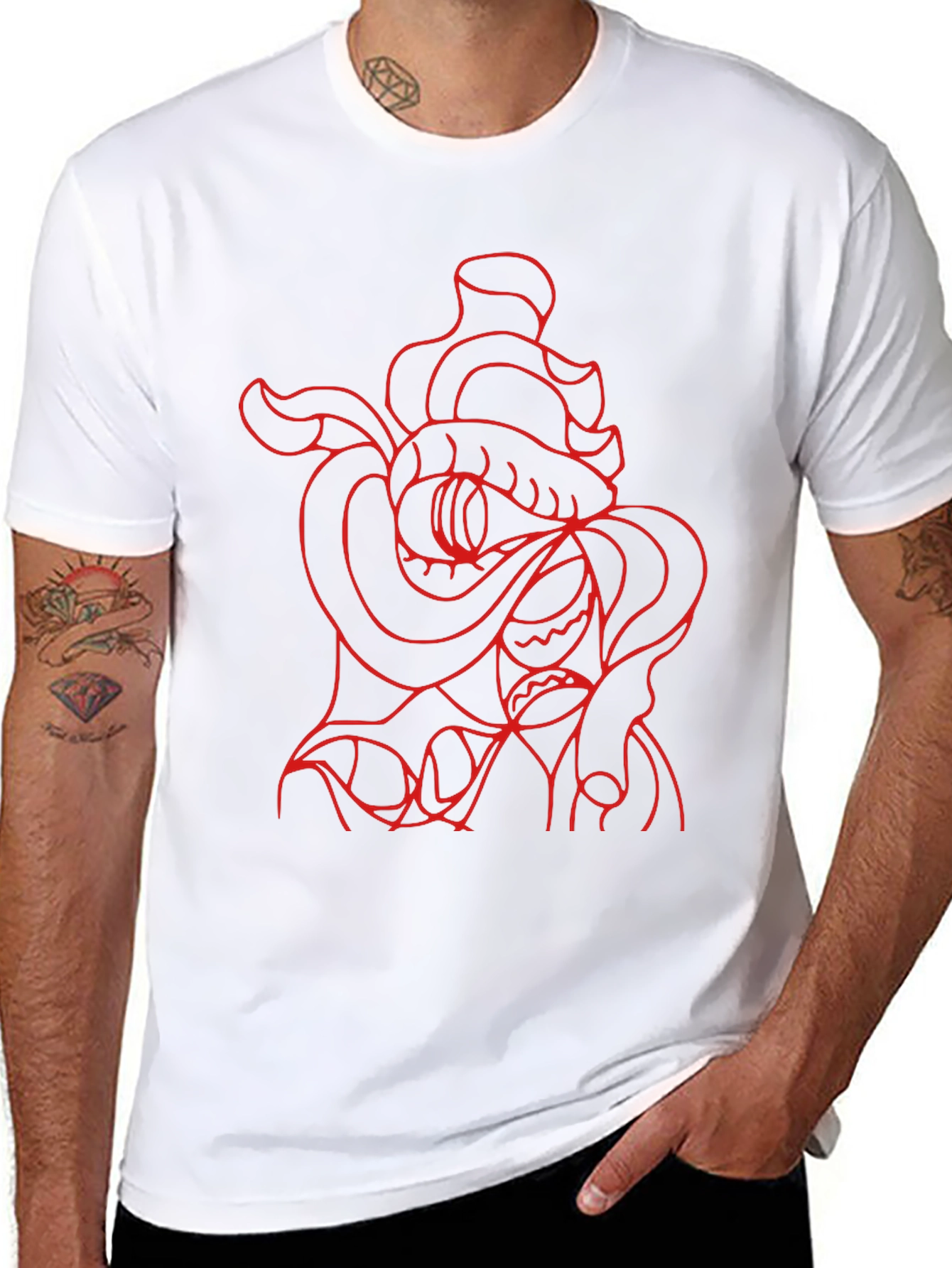 Red Snake Graphic Black T-Shirt