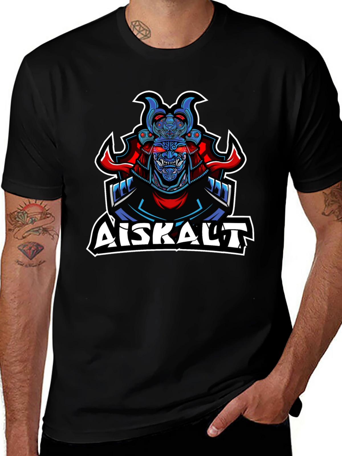 Samurai Graphic Print Black T-Shirt