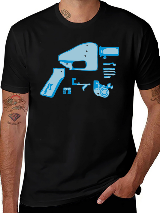 Exploded Gun T-Shirt - Black Cotton Graphic Tee