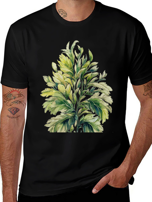 Botanical Print Black T-Shirt