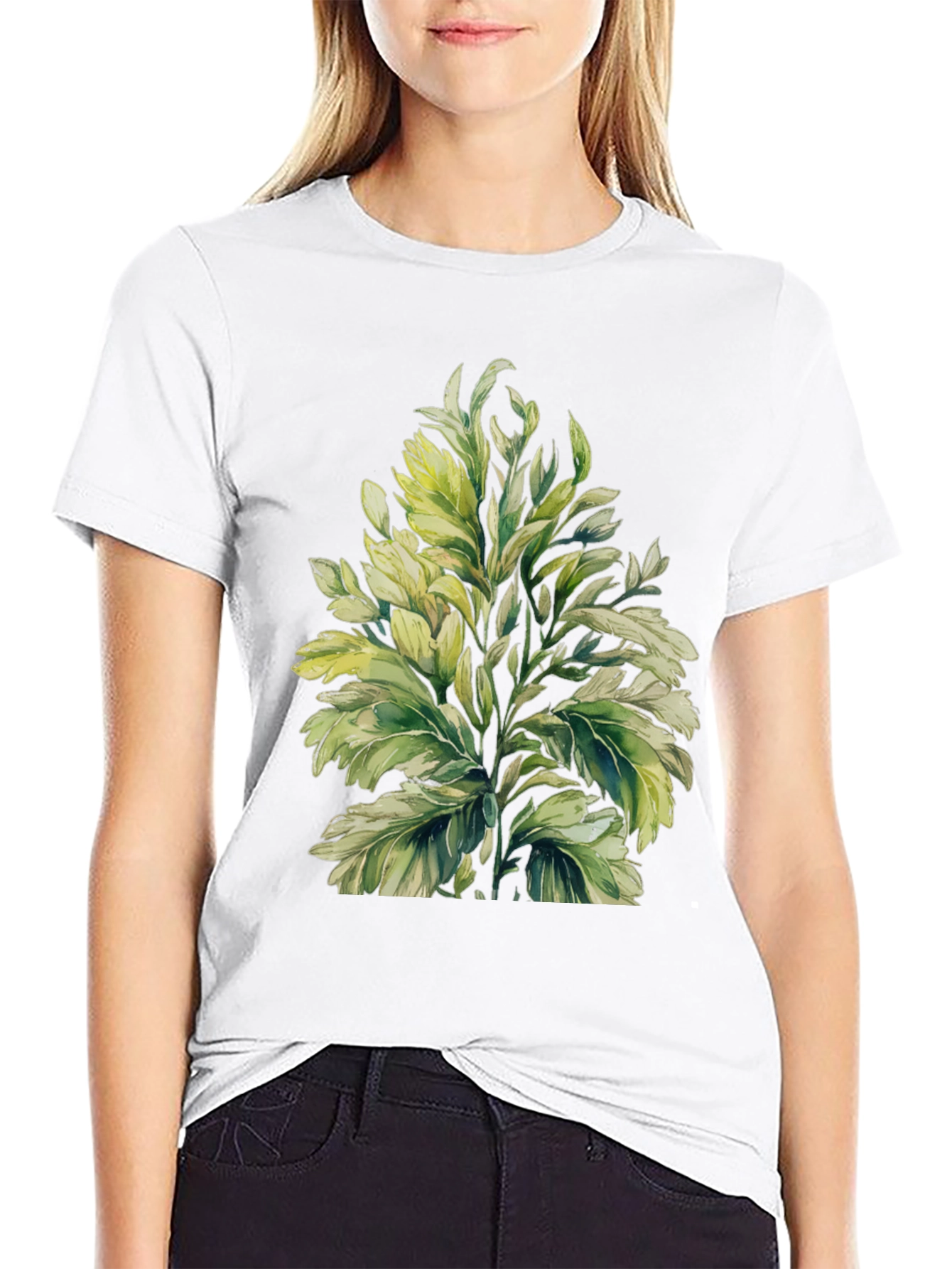 Botanical Print Black T-Shirt