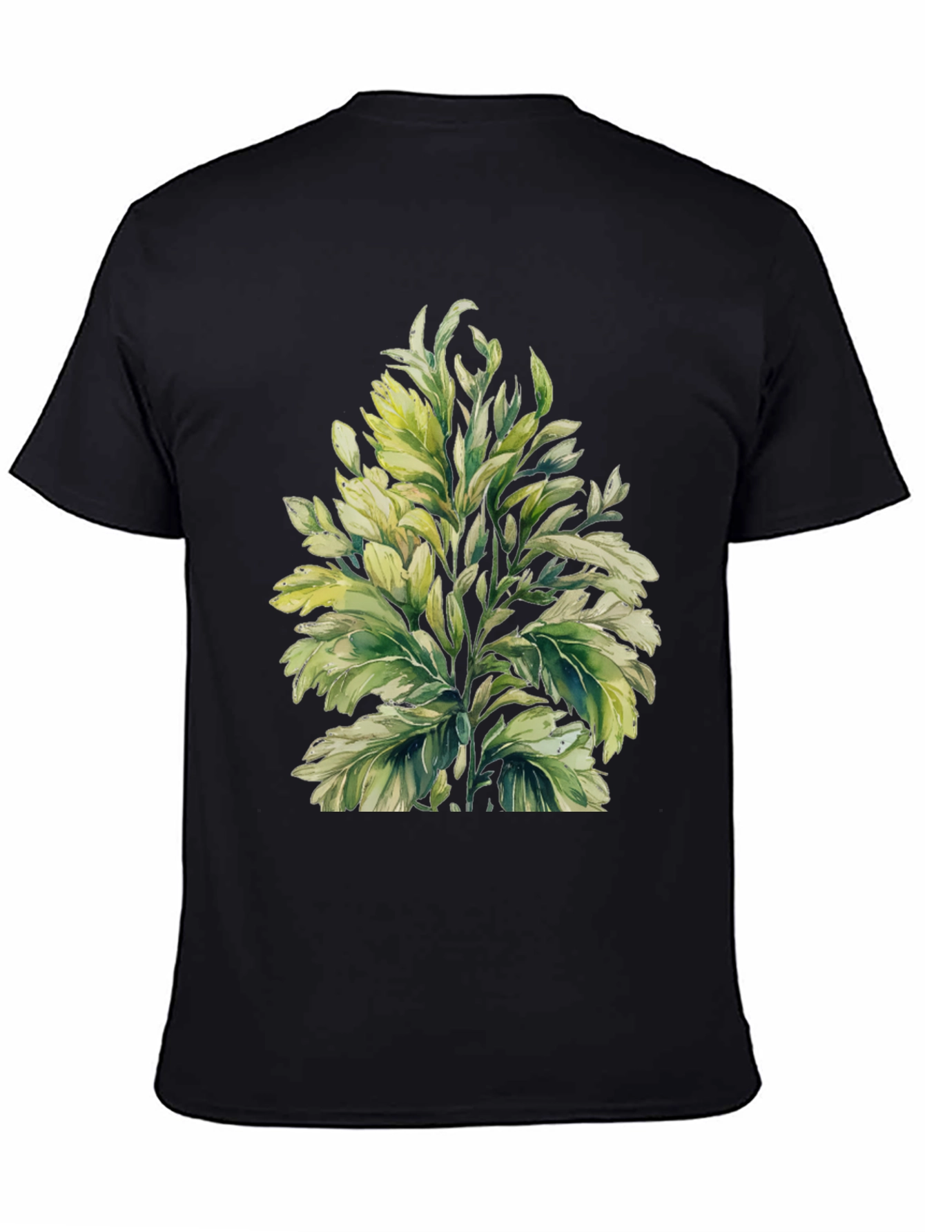 Botanical Print Black T-Shirt