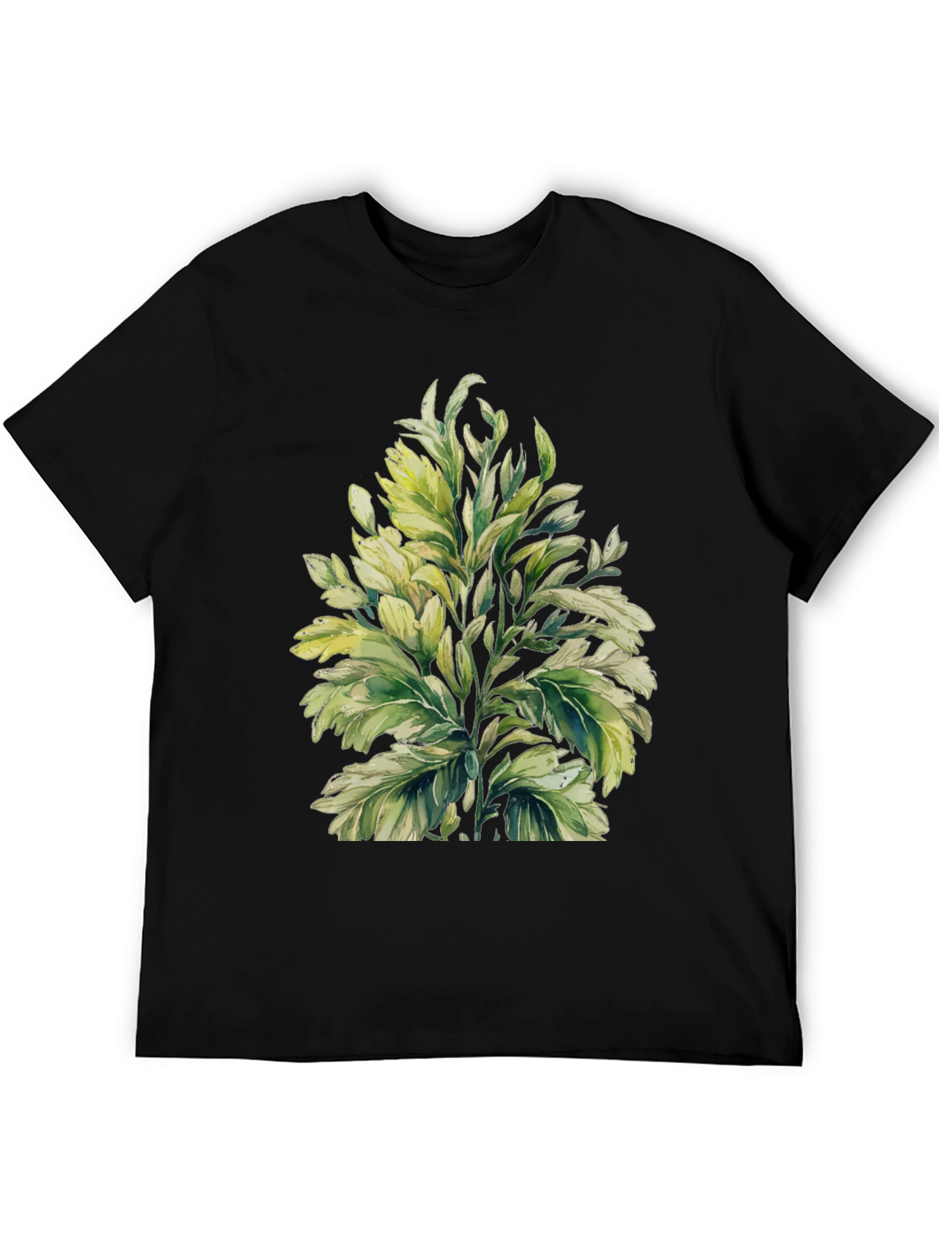 Botanical Print Black T-Shirt