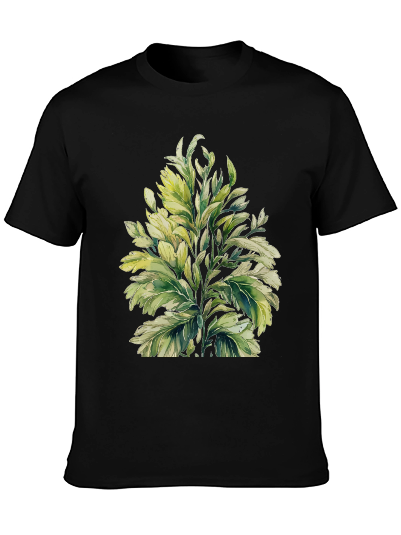 Botanical Print Black T-Shirt