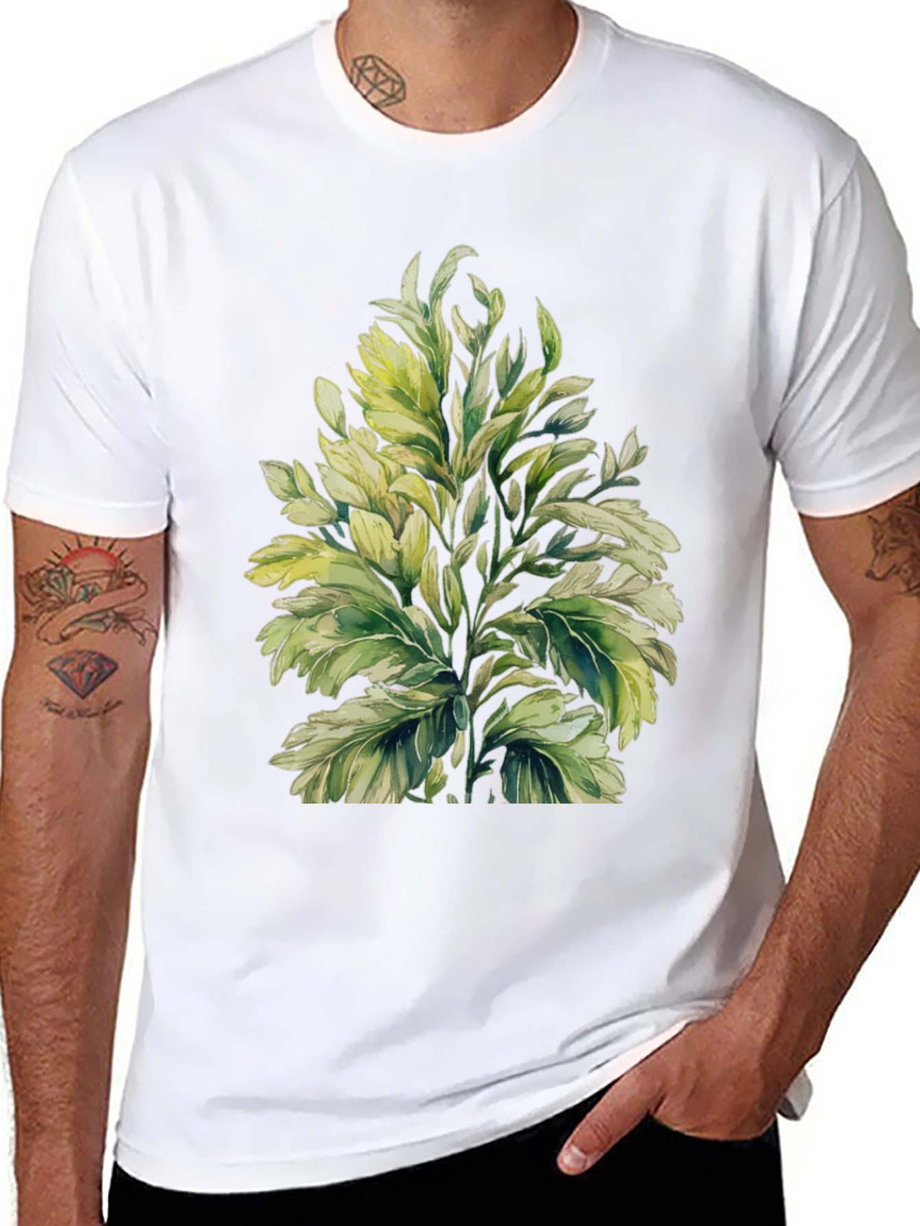 Botanical Print Black T-Shirt
