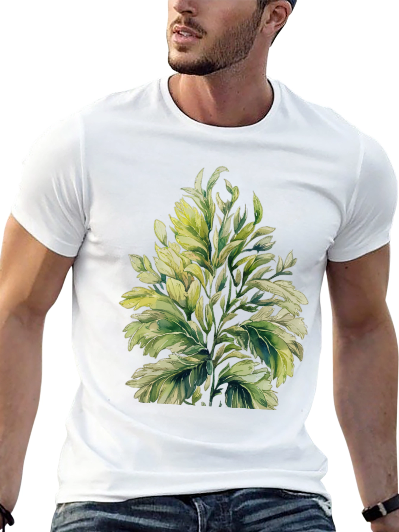 Botanical Print Black T-Shirt