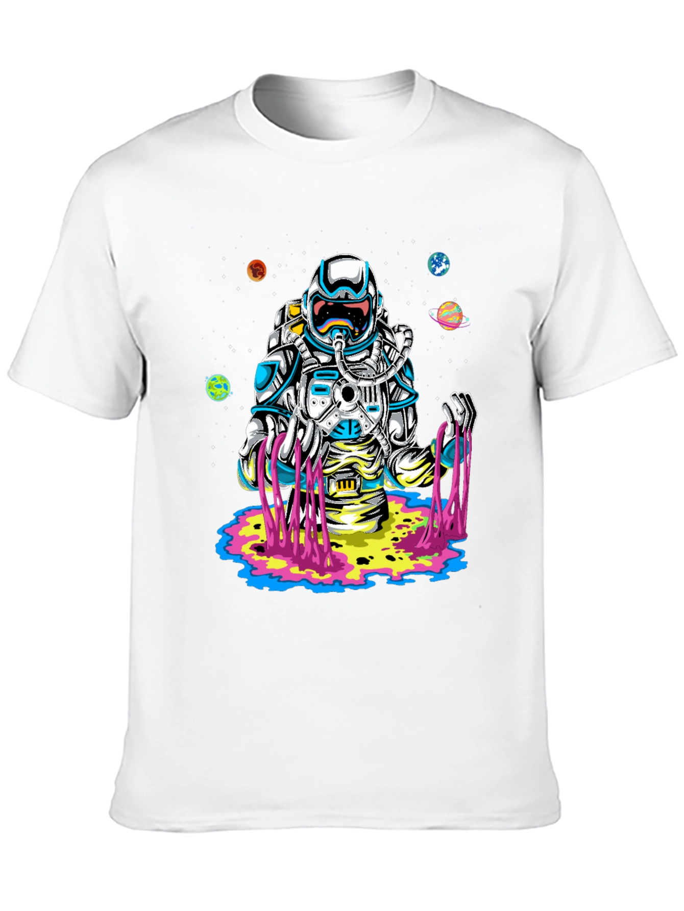Astronaut Space Graphic Print Black T-Shirt