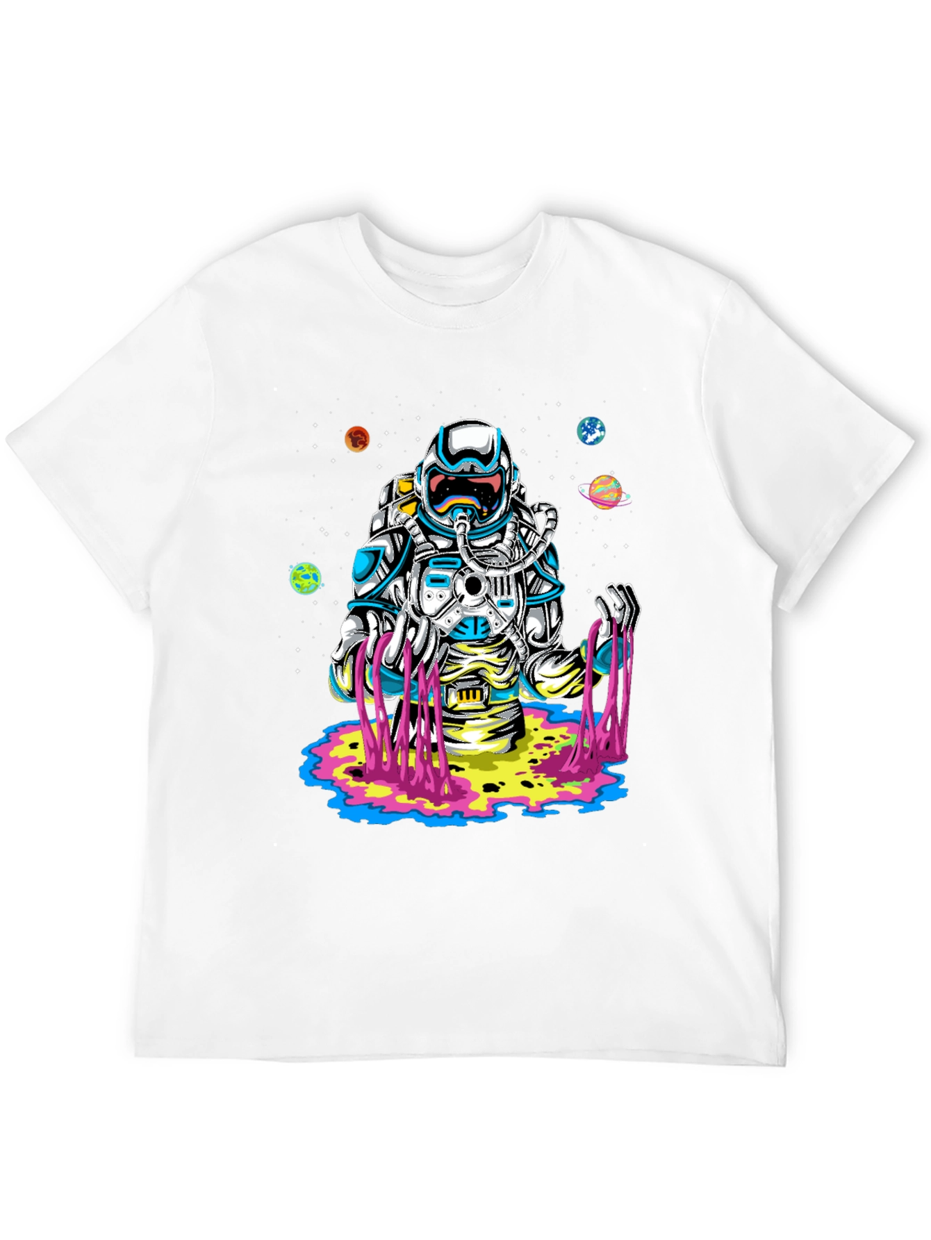 Astronaut Space Graphic Print Black T-Shirt
