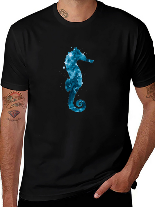 Sea Horse Graphic Tee - Black Cotton Blend