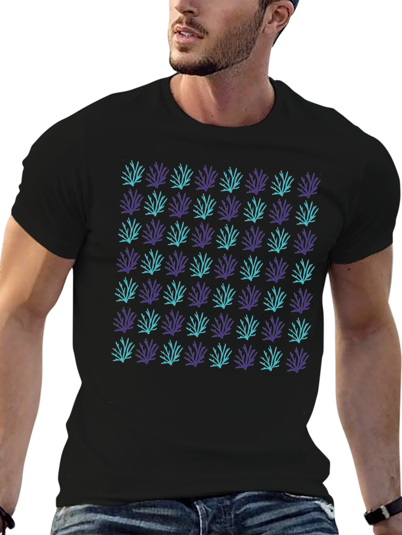 Patterned Crew Neck T-Shirt