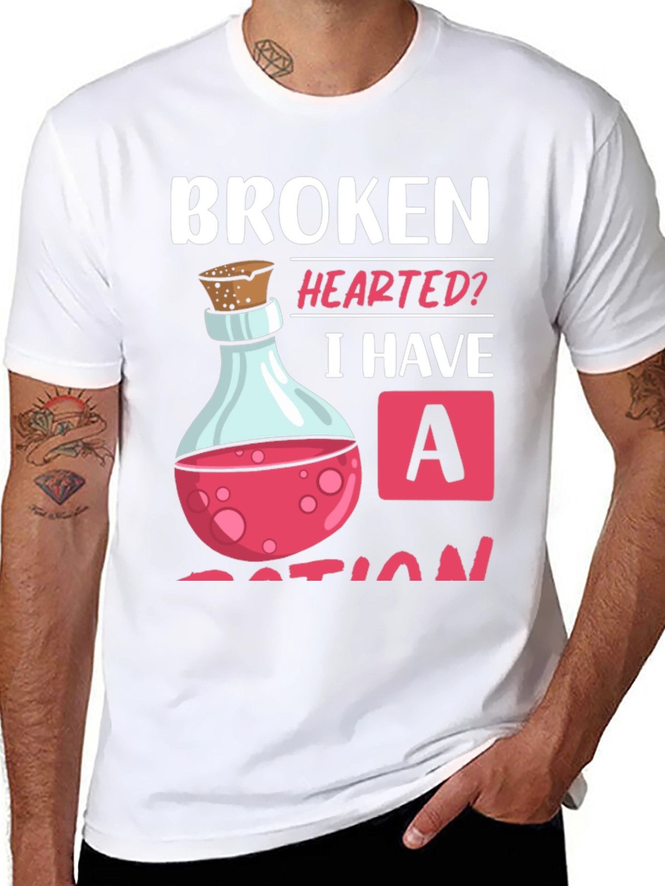Broken Hearted Potion T-Shirt - Novelty Graphic Tee