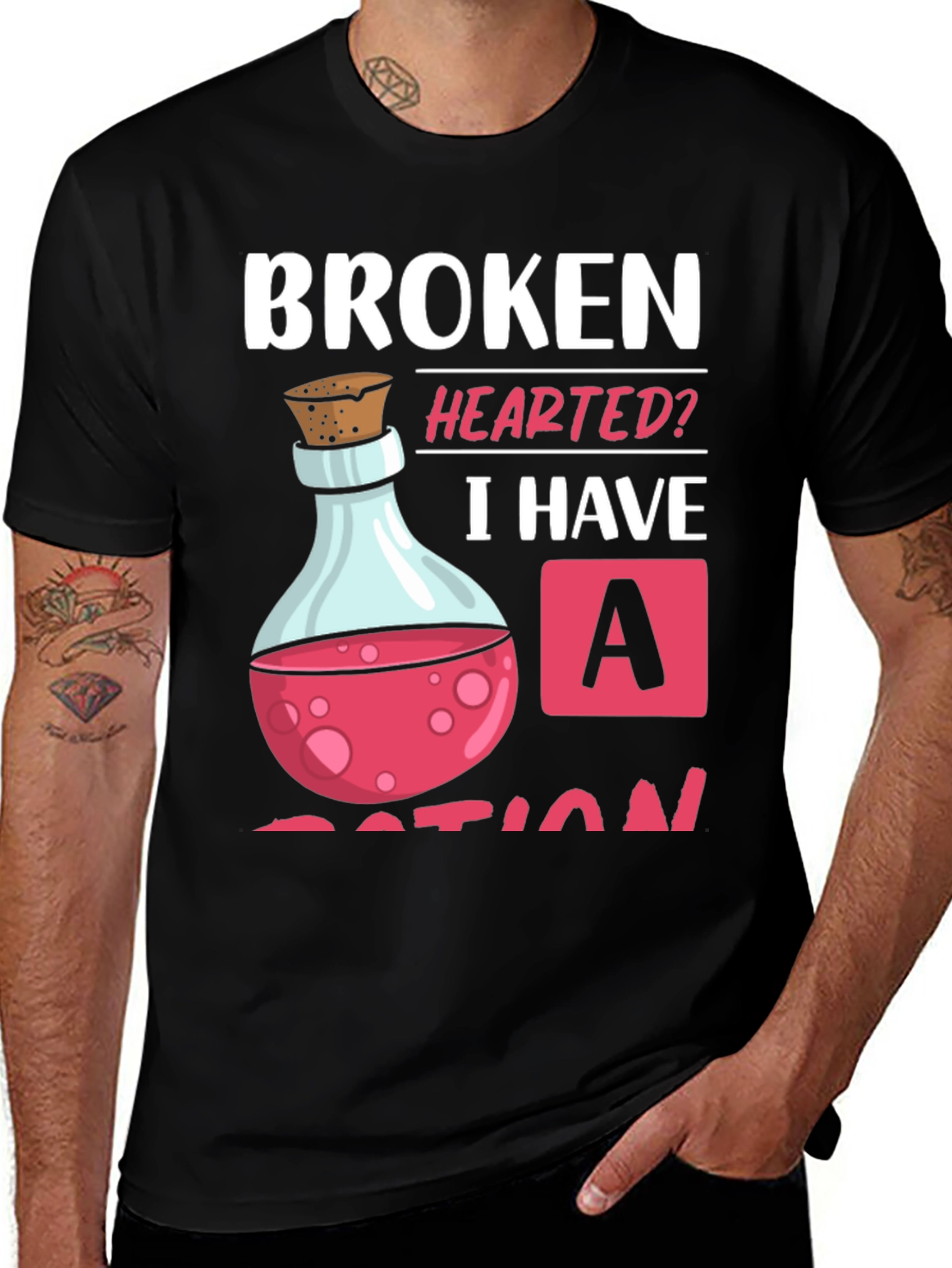 Broken Hearted Potion T-Shirt - Novelty Graphic Tee