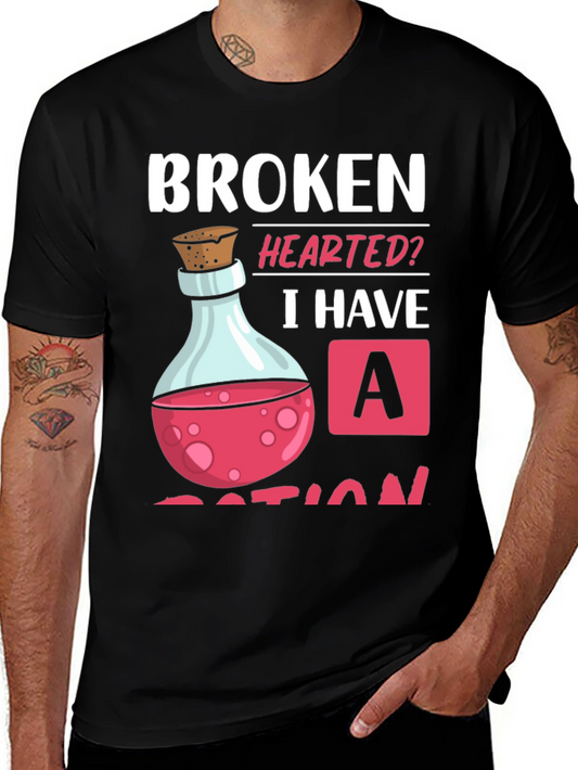 Broken Hearted Potion T-Shirt - Novelty Graphic Tee